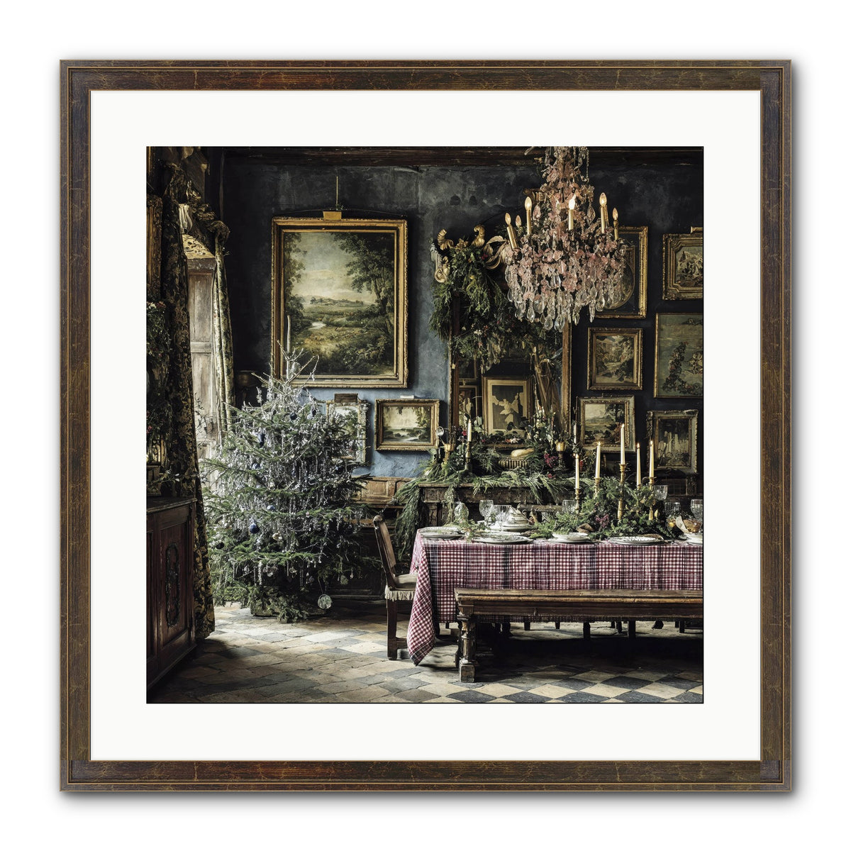 When Silver Light Meets Snowfall Framed Print - Slimwoods Black/Gold 20x20