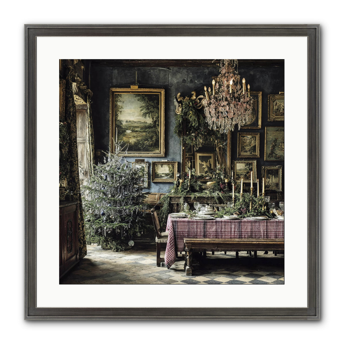 When Silver Light Meets Snowfall Framed Print - Slimwoods Black/Silver 20x20