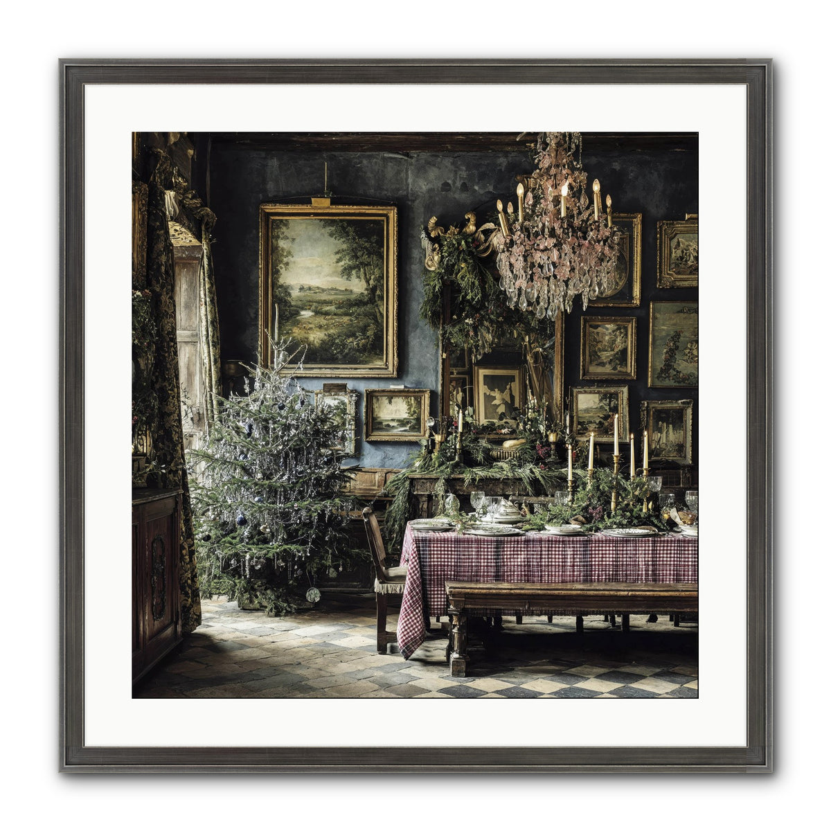 When Silver Light Meets Snowfall Framed Print - Slimwoods Black/Silver 24x24