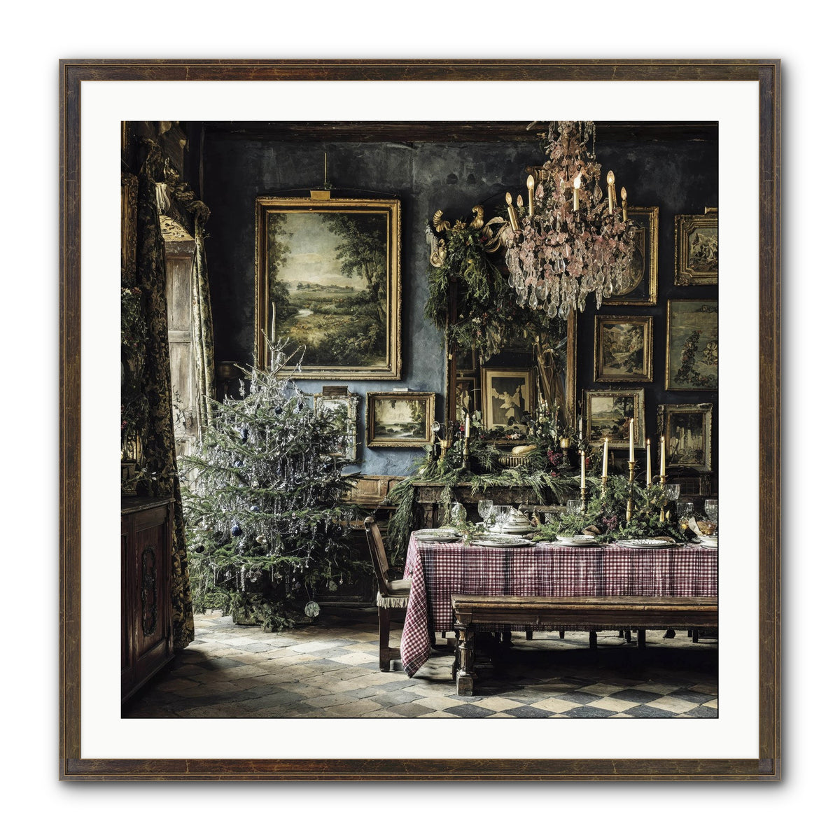 When Silver Light Meets Snowfall Framed Print - Slimwoods Black/Gold 30x30