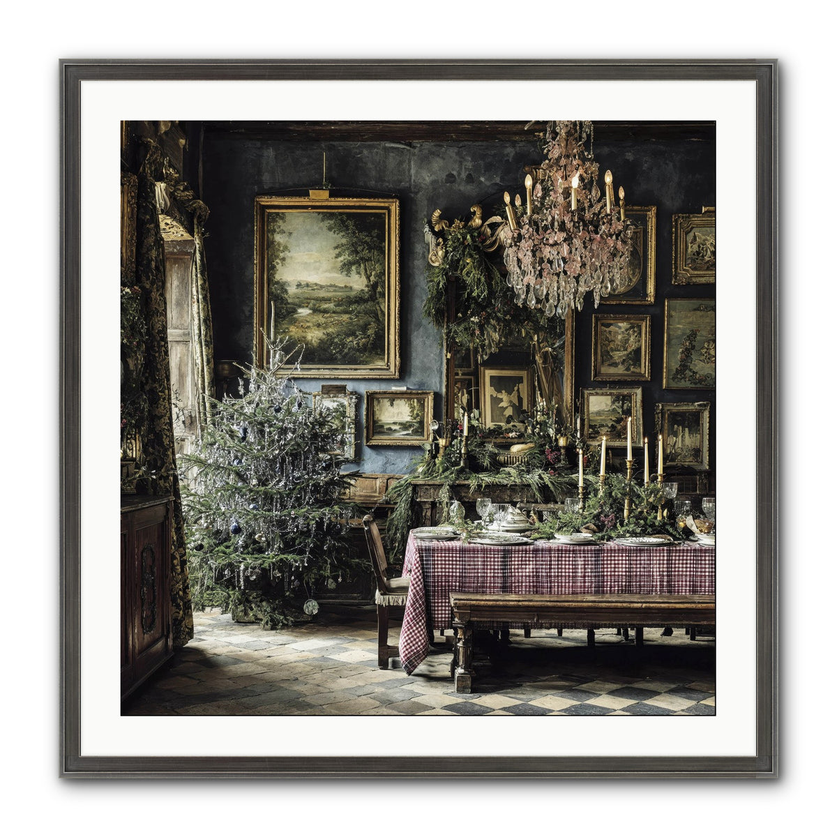 When Silver Light Meets Snowfall Framed Print - Slimwoods Black/Silver 30x30