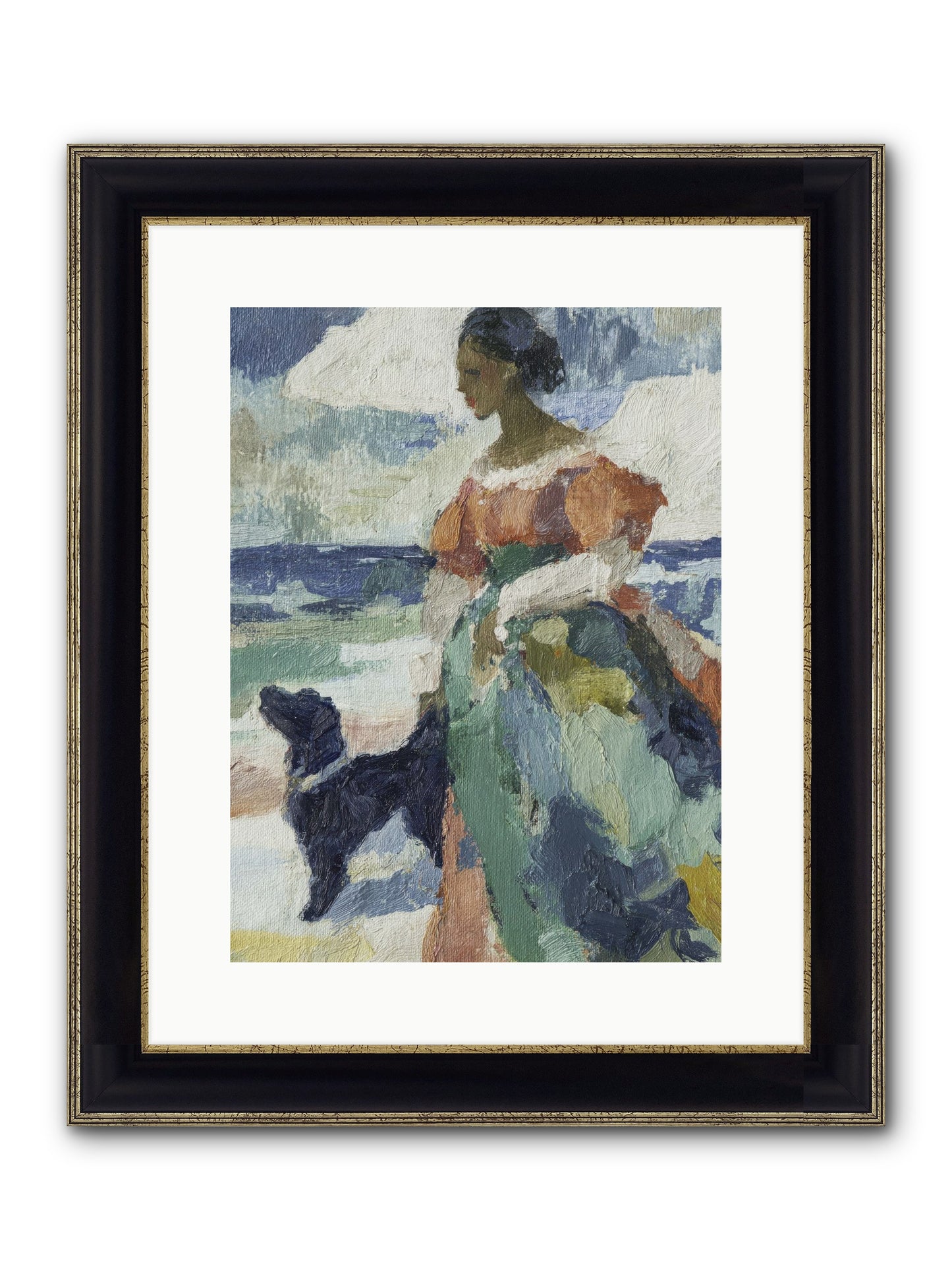 When Sky Meets Water's Edge Framed Print - Black & Gold 12x16