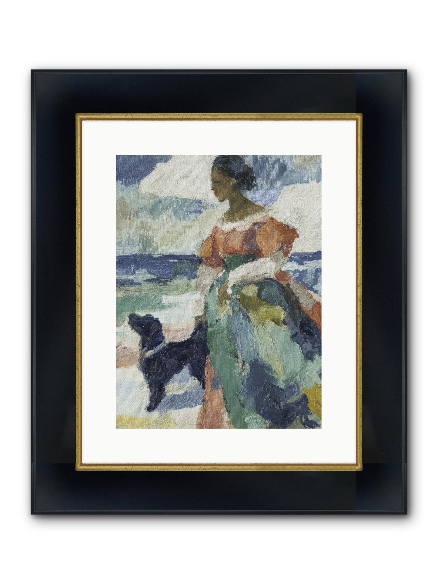 When Sky Meets Water's Edge Framed Print - Wide Black w/Gold 12x16