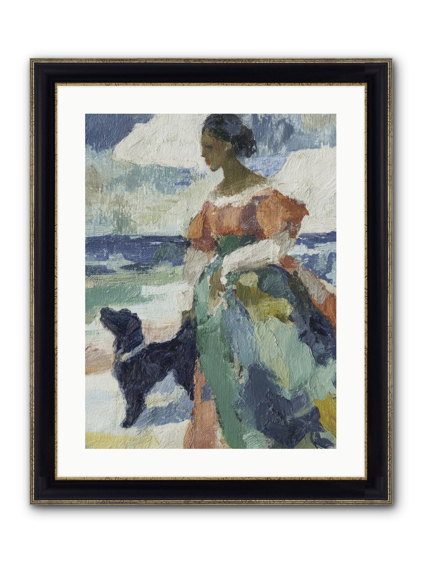 When Sky Meets Water's Edge Framed Print - Black & Gold 18x24