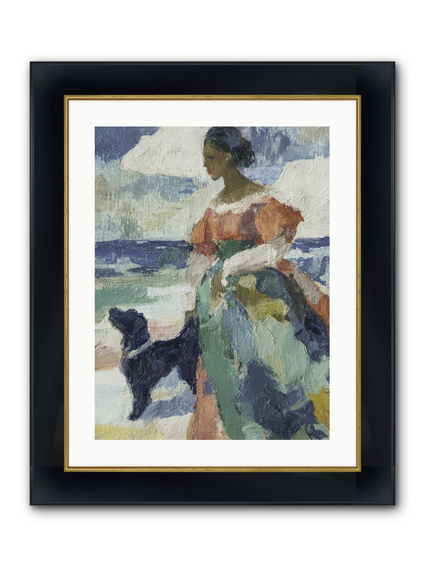 When Sky Meets Water's Edge Framed Print - Wide Black w/Gold 18x24