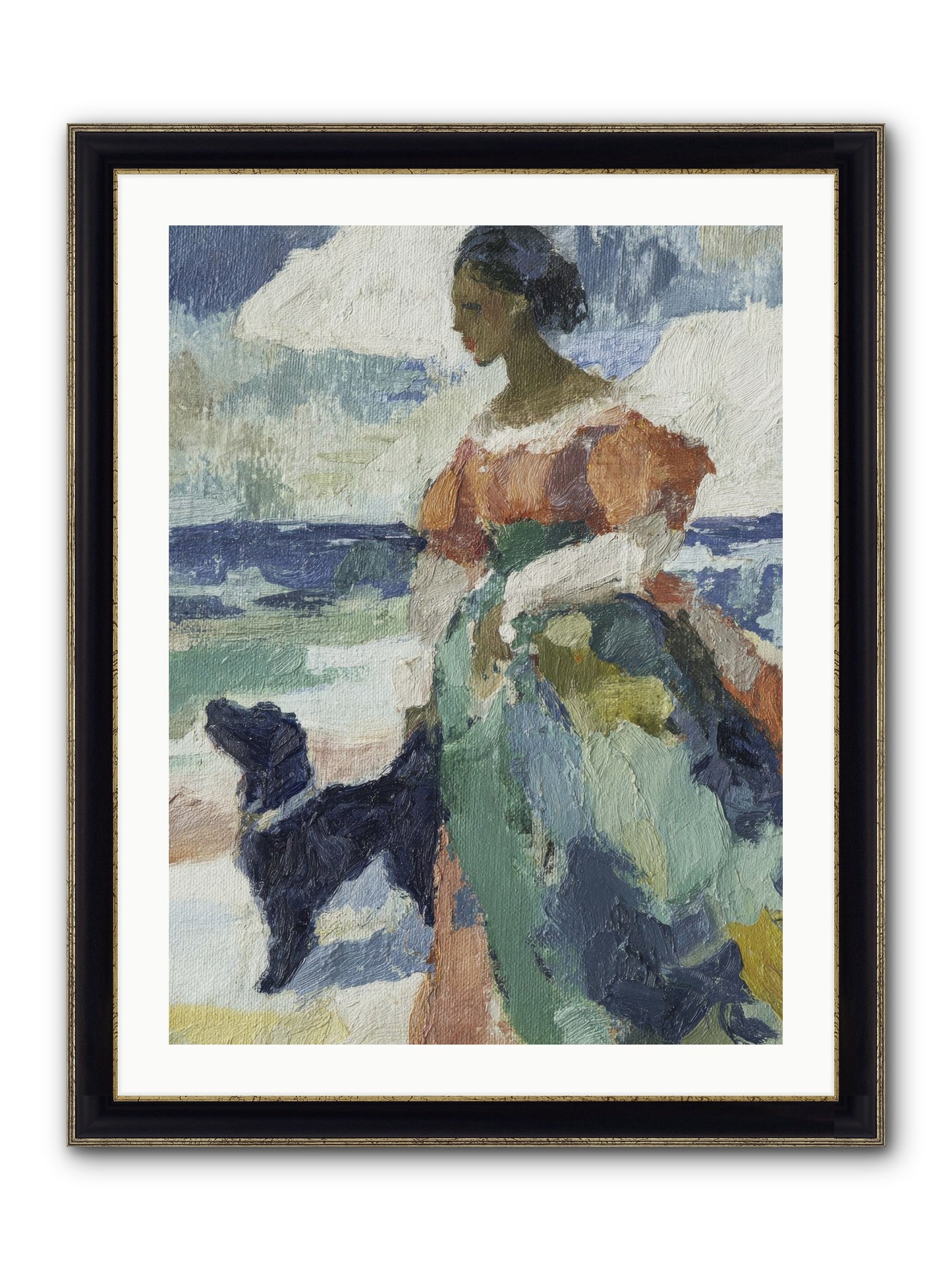 When Sky Meets Water's Edge Framed Print - Black & Gold 24x32