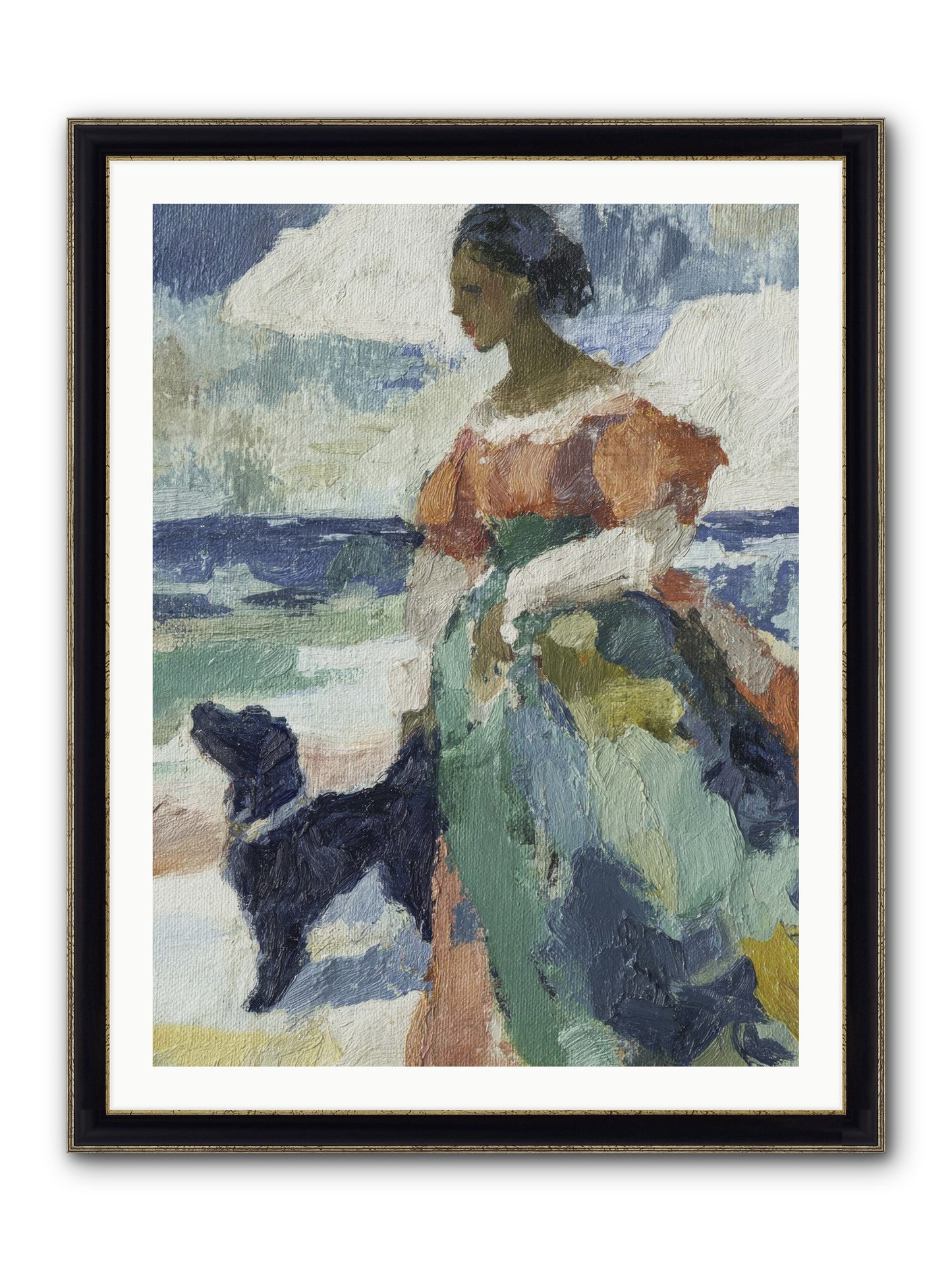 When Sky Meets Water's Edge Framed Print - Black & Gold 30x40