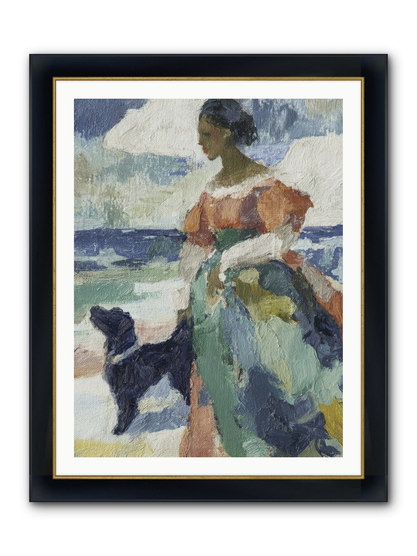 When Sky Meets Water's Edge Framed Print - Wide Black w/Gold 30x40