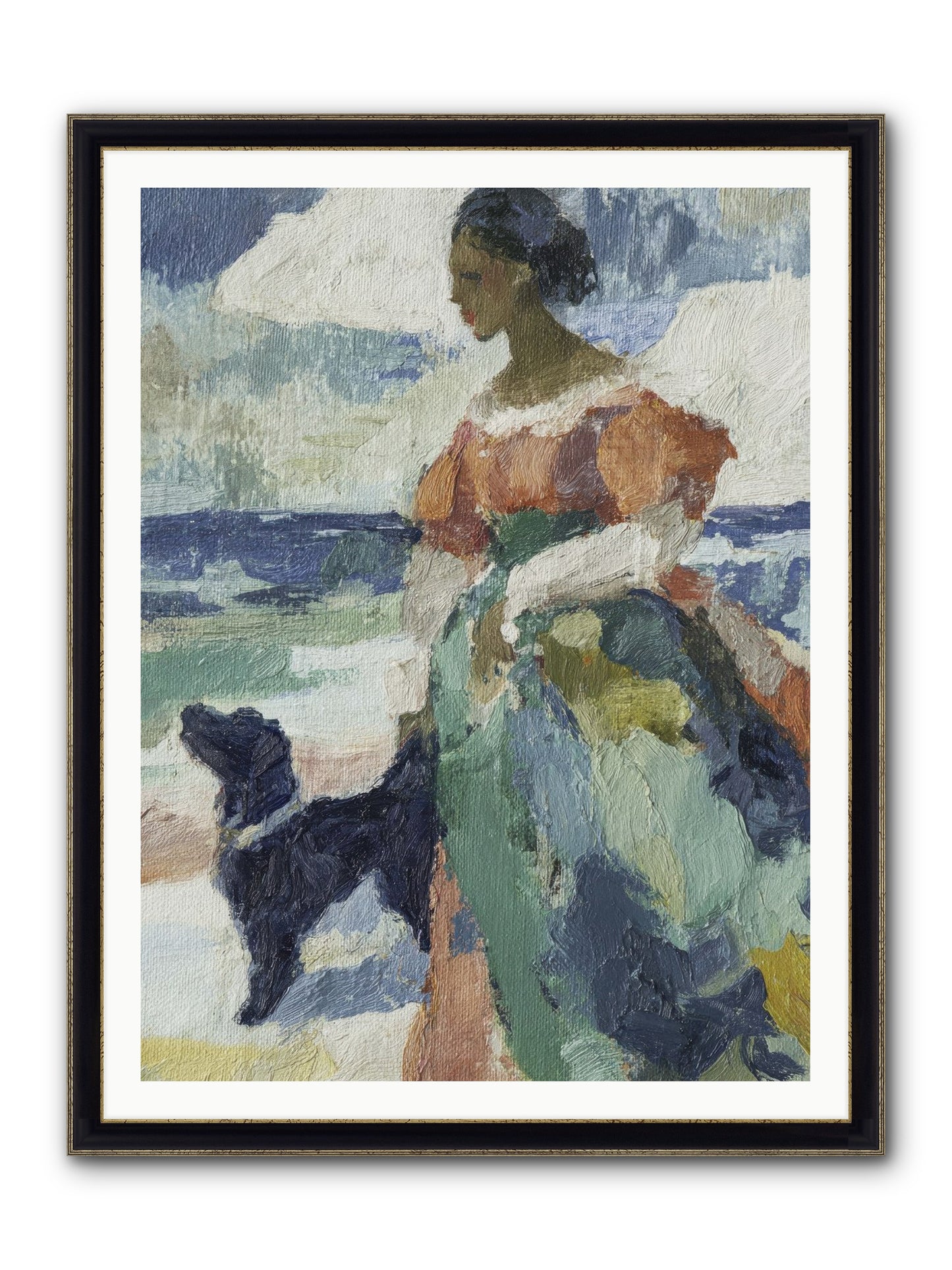 When Sky Meets Water's Edge Framed Print - Black & Gold 36x48