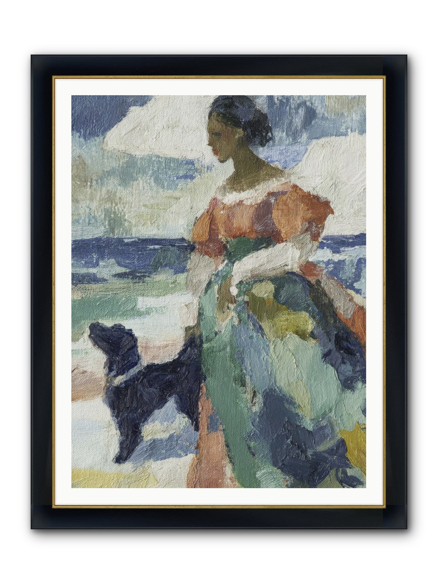 When Sky Meets Water's Edge Framed Print - Wide Black w/Gold 36x48