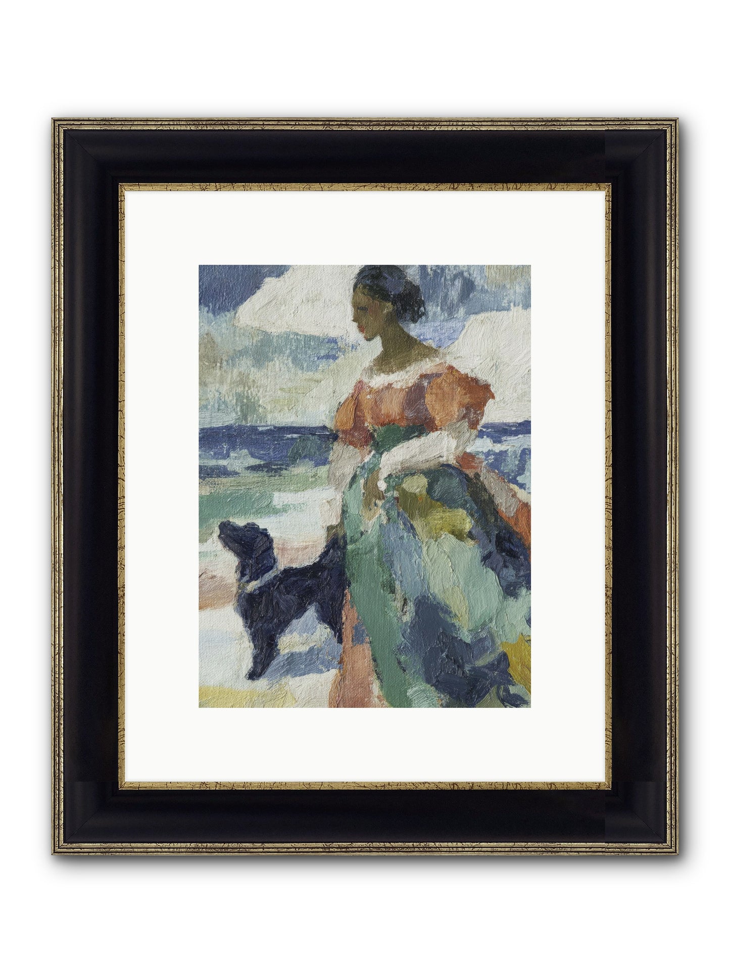 When Sky Meets Water's Edge Framed Print - Black & Gold 9x12