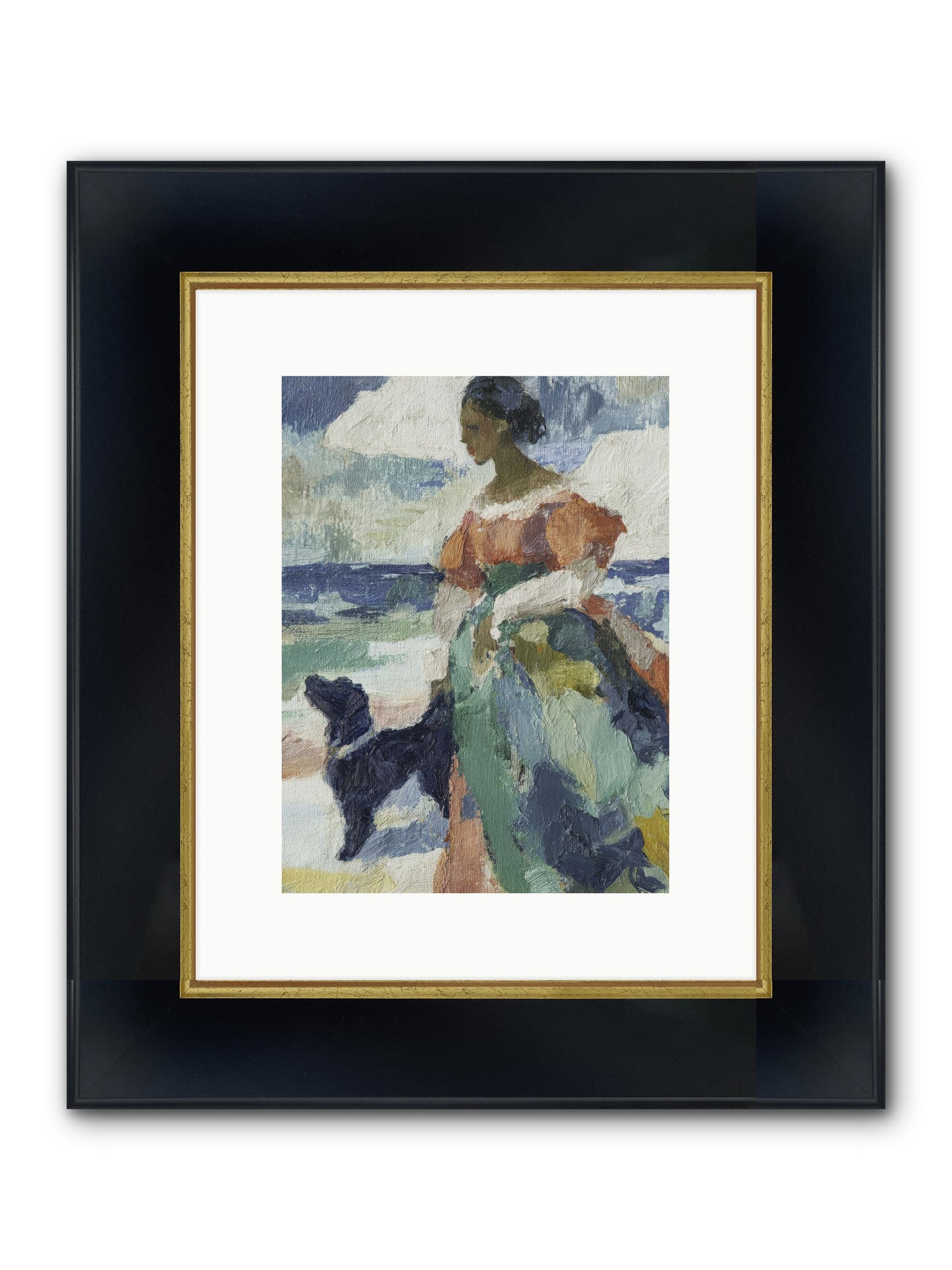 When Sky Meets Water's Edge Framed Print - Wide Black w/Gold 9x12