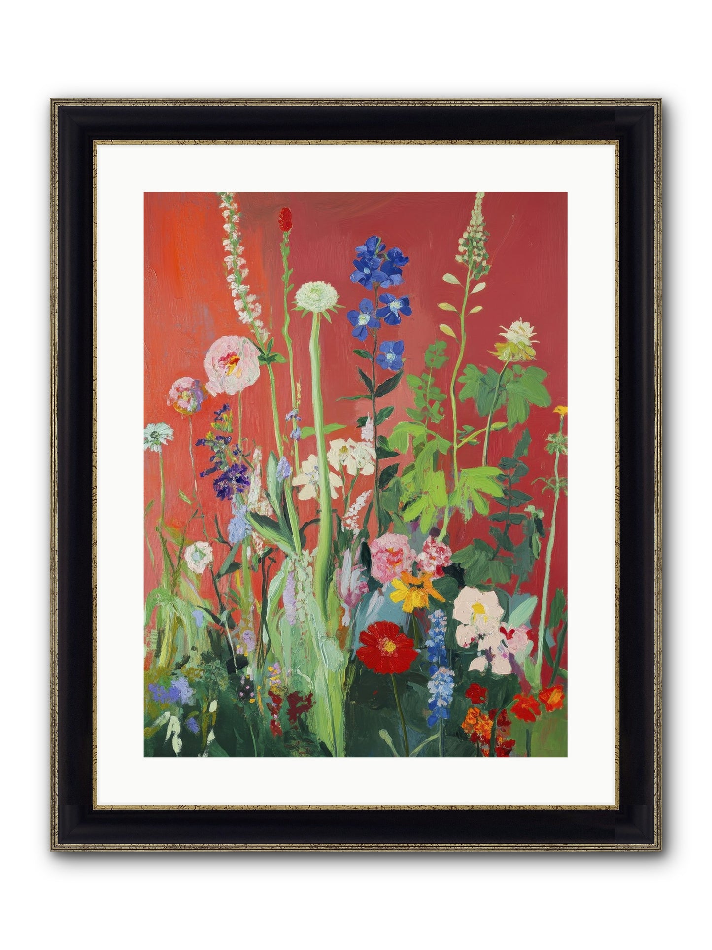 When Stems Held Stories No.1 Framed Print - Black & Gold 18x24