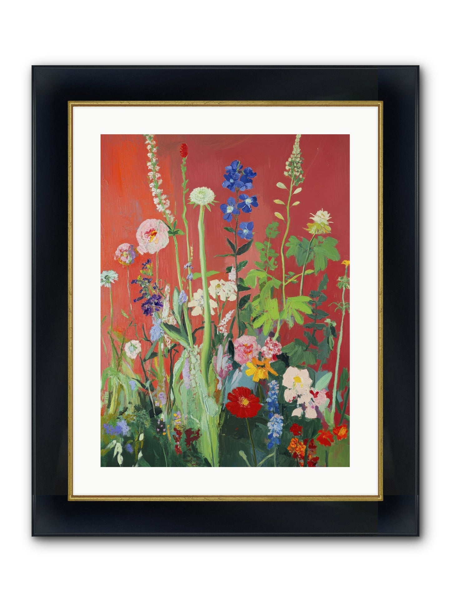 When Stems Held Stories No.1 Framed Print - Wide Black w/Gold 18x24