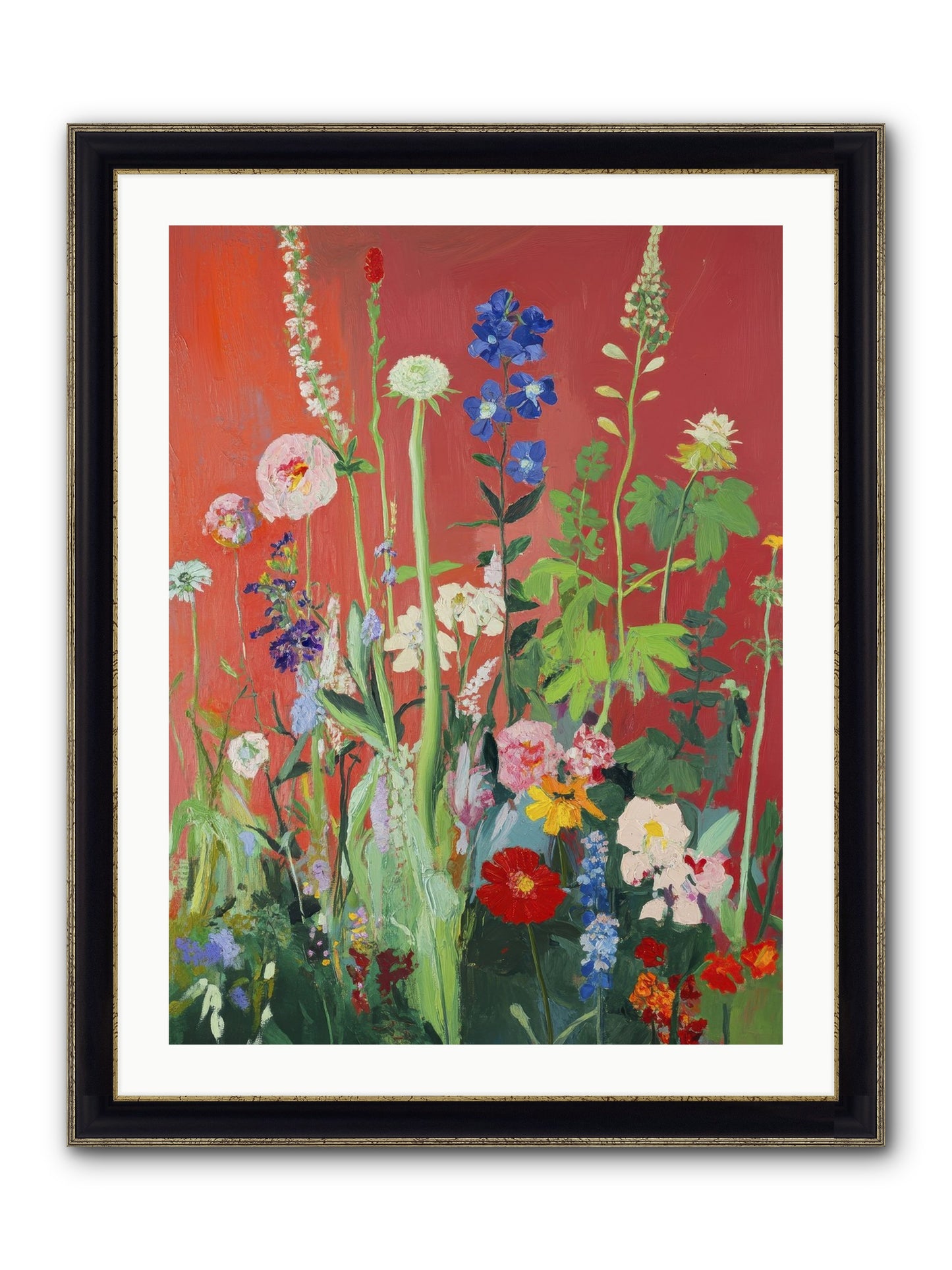 When Stems Held Stories No.1 Framed Print - Black & Gold 24x32