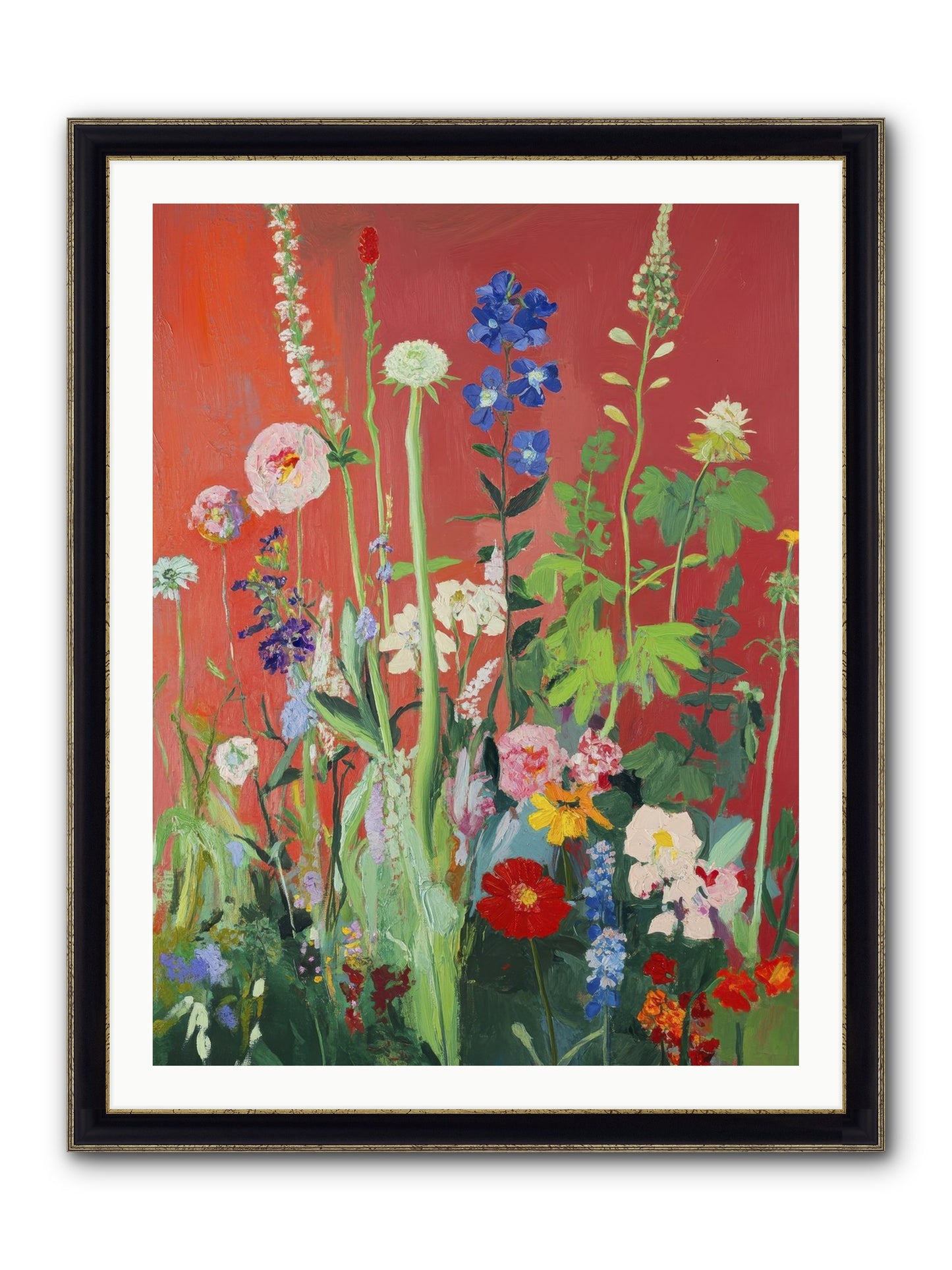 When Stems Held Stories No.1 Framed Print - Black & Gold 30x40