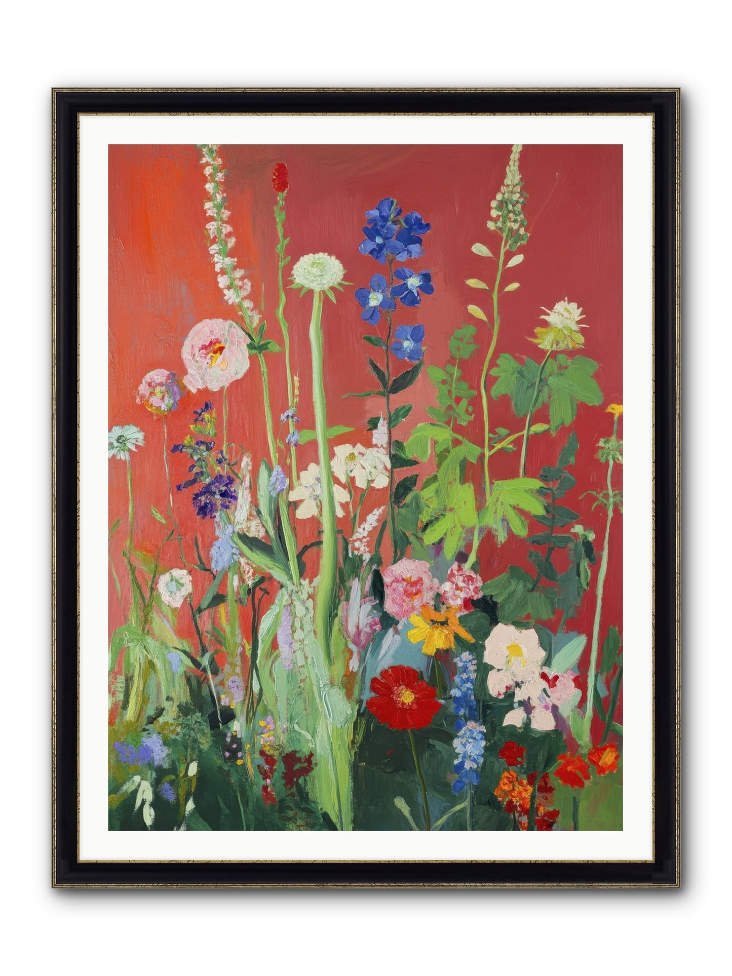 When Stems Held Stories No.1 Framed Print - Black & Gold 36x48
