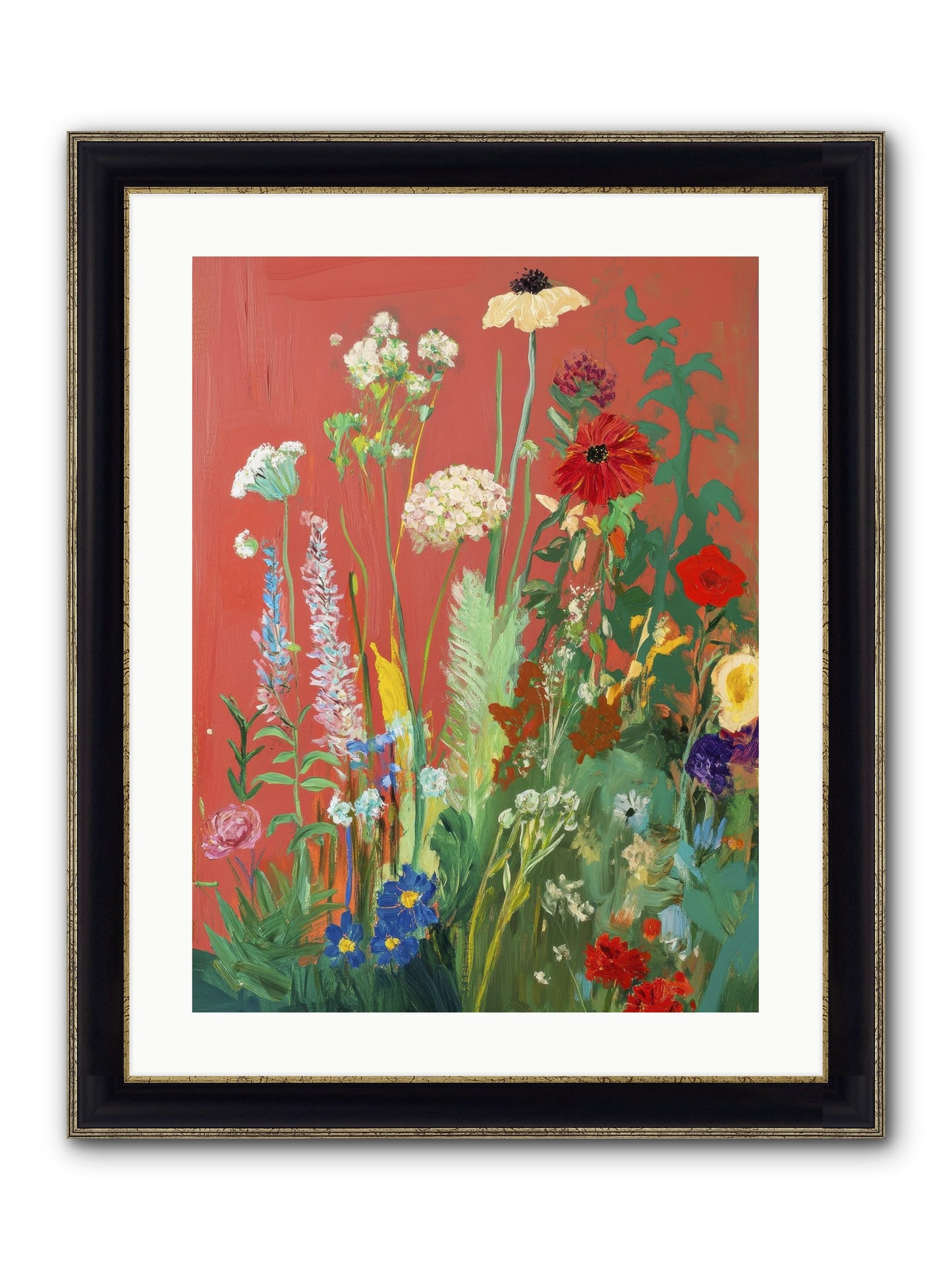 When Stems Held Stories No.2 Framed Print - Black & Gold 18x24
