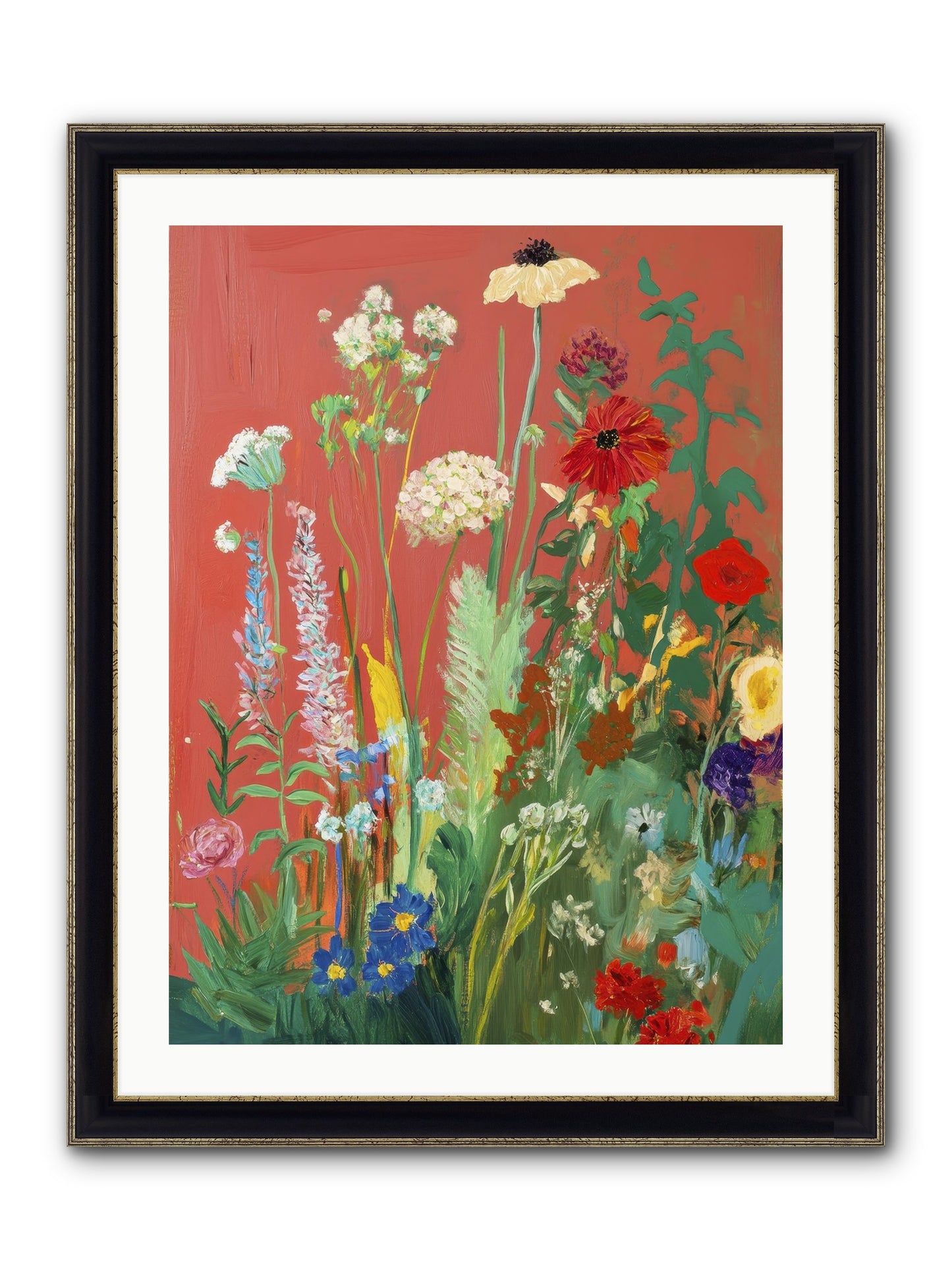 When Stems Held Stories No.2 Framed Print - Black & Gold 24x32