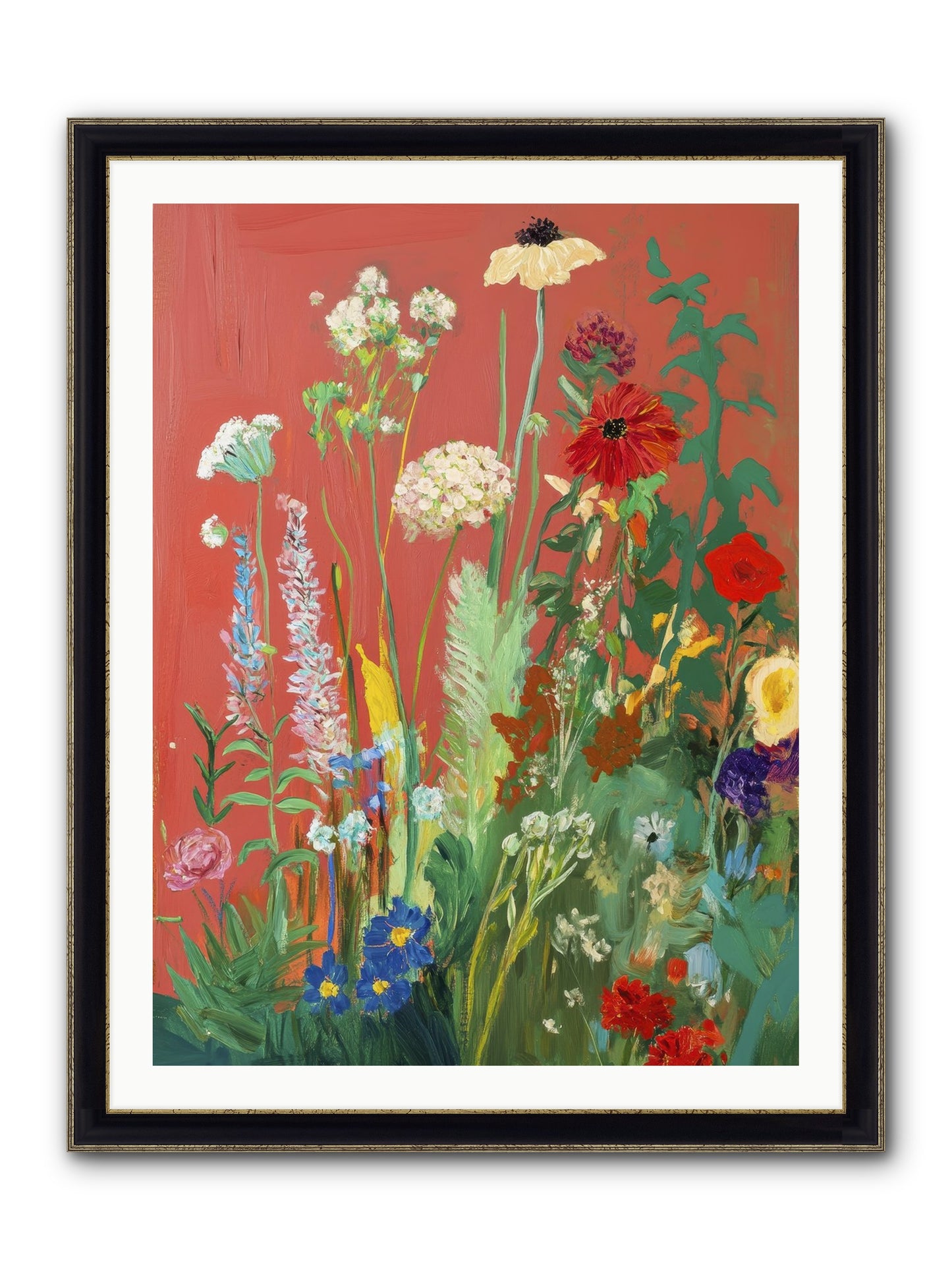 When Stems Held Stories No.2 Framed Print - Black & Gold 30x40