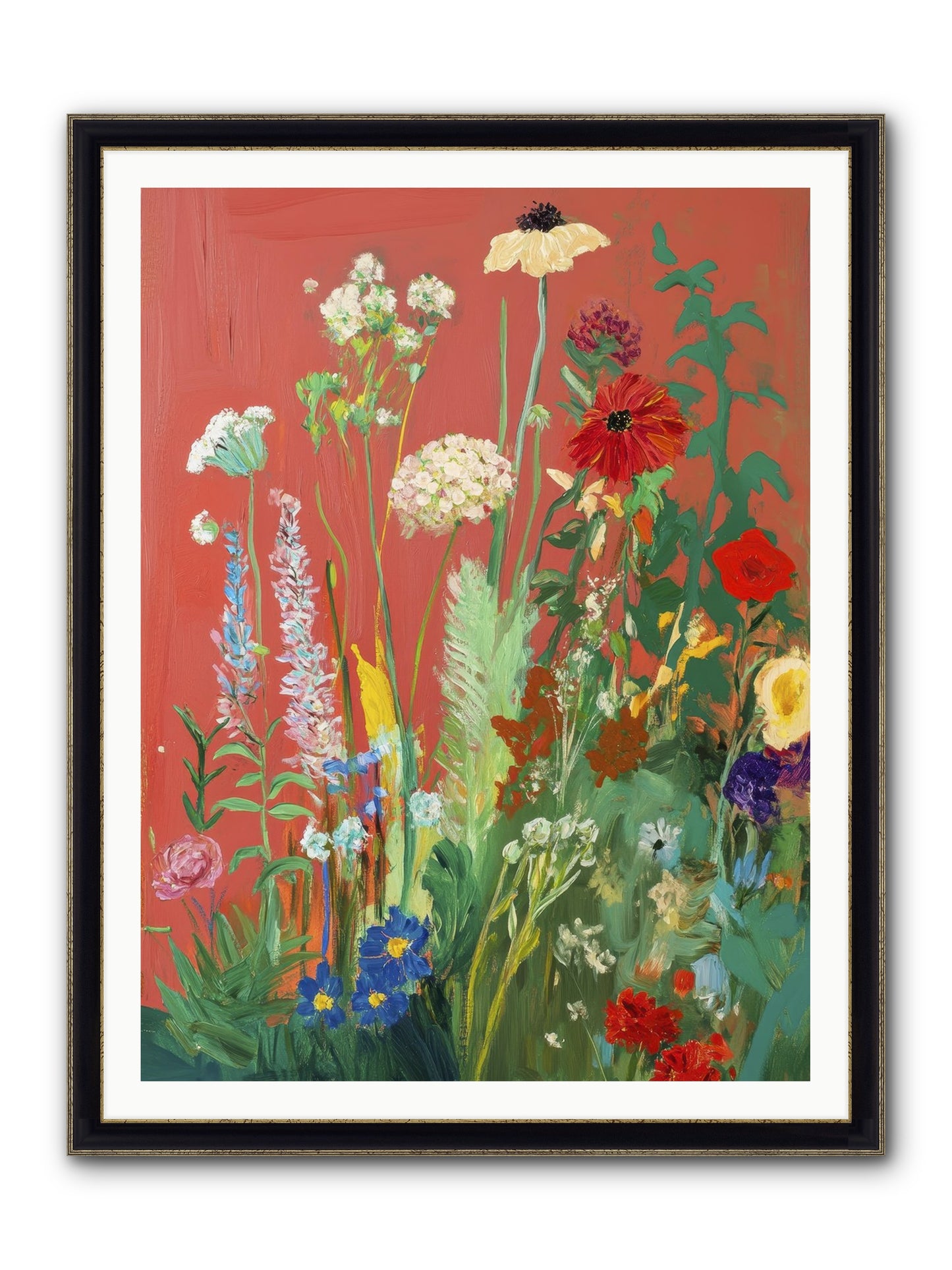 When Stems Held Stories No.2 Framed Print - Black & Gold 36x48