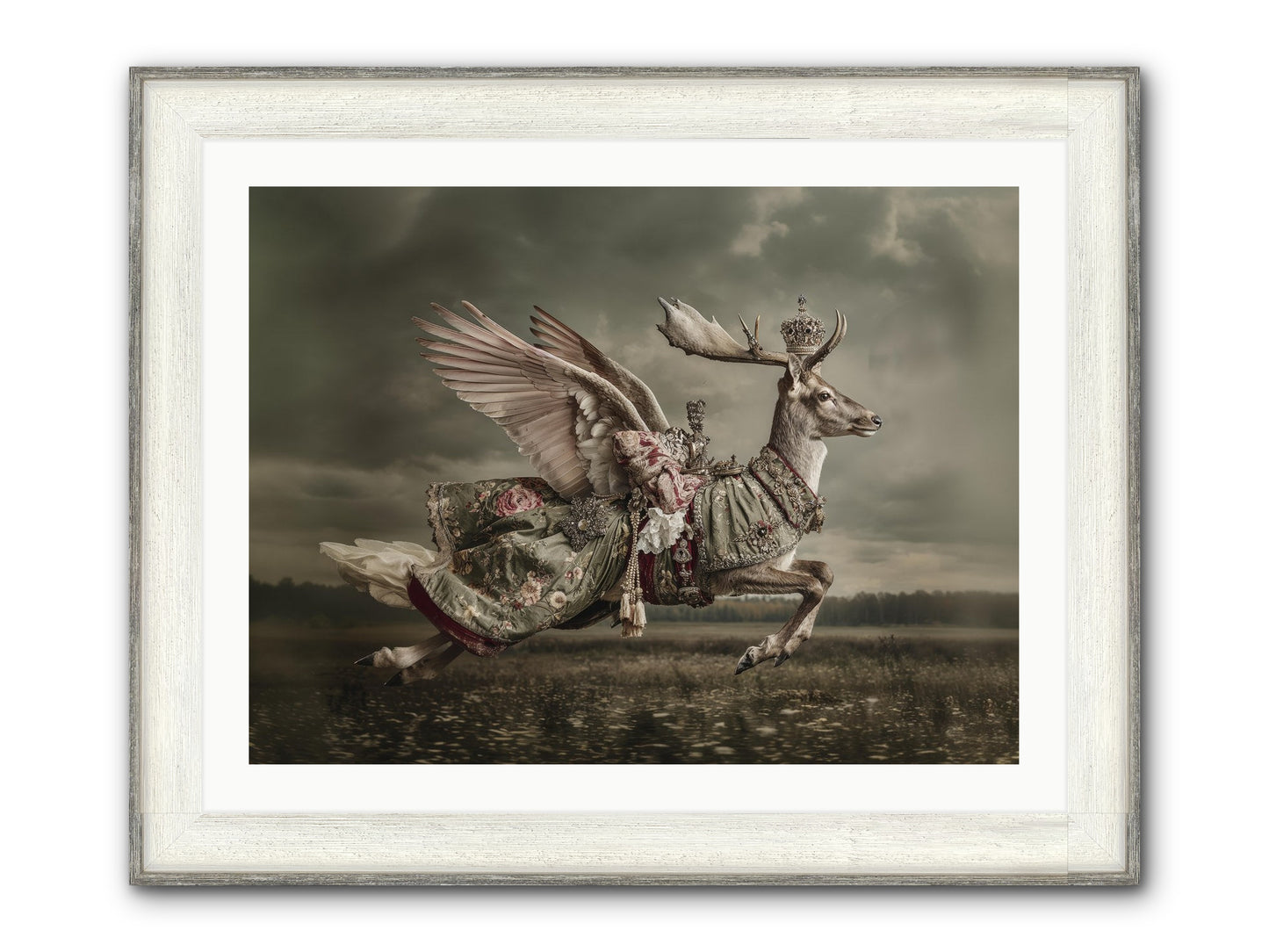 When The Orchard Slept Framed Print - Driftwood White 32x24