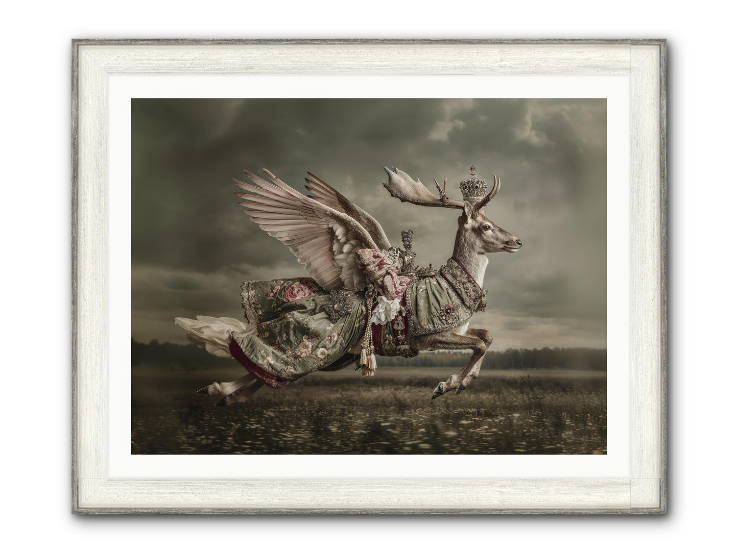When The Orchard Slept Framed Print - Driftwood White 40x30