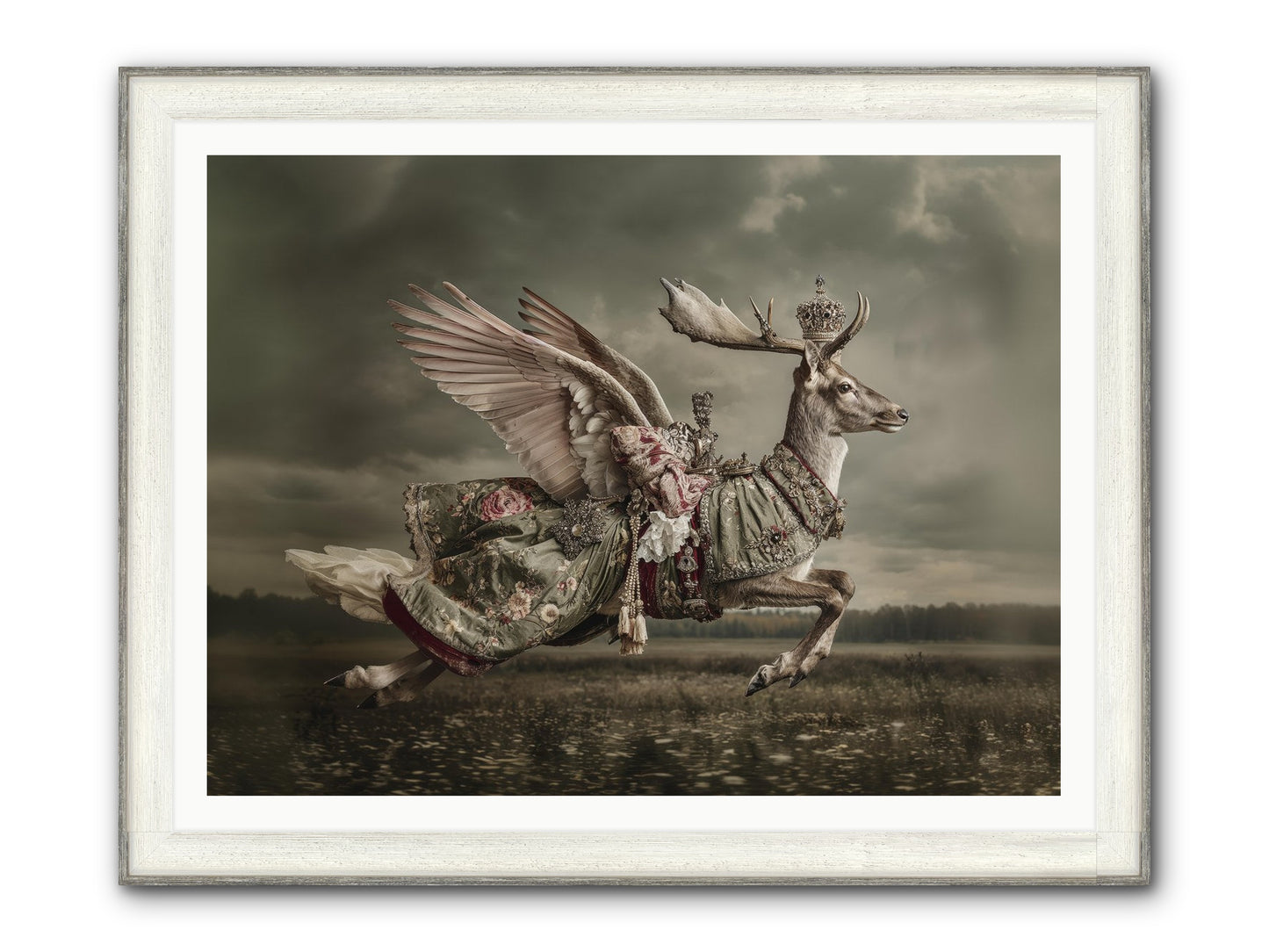 When The Orchard Slept Framed Print - Driftwood White 48x36