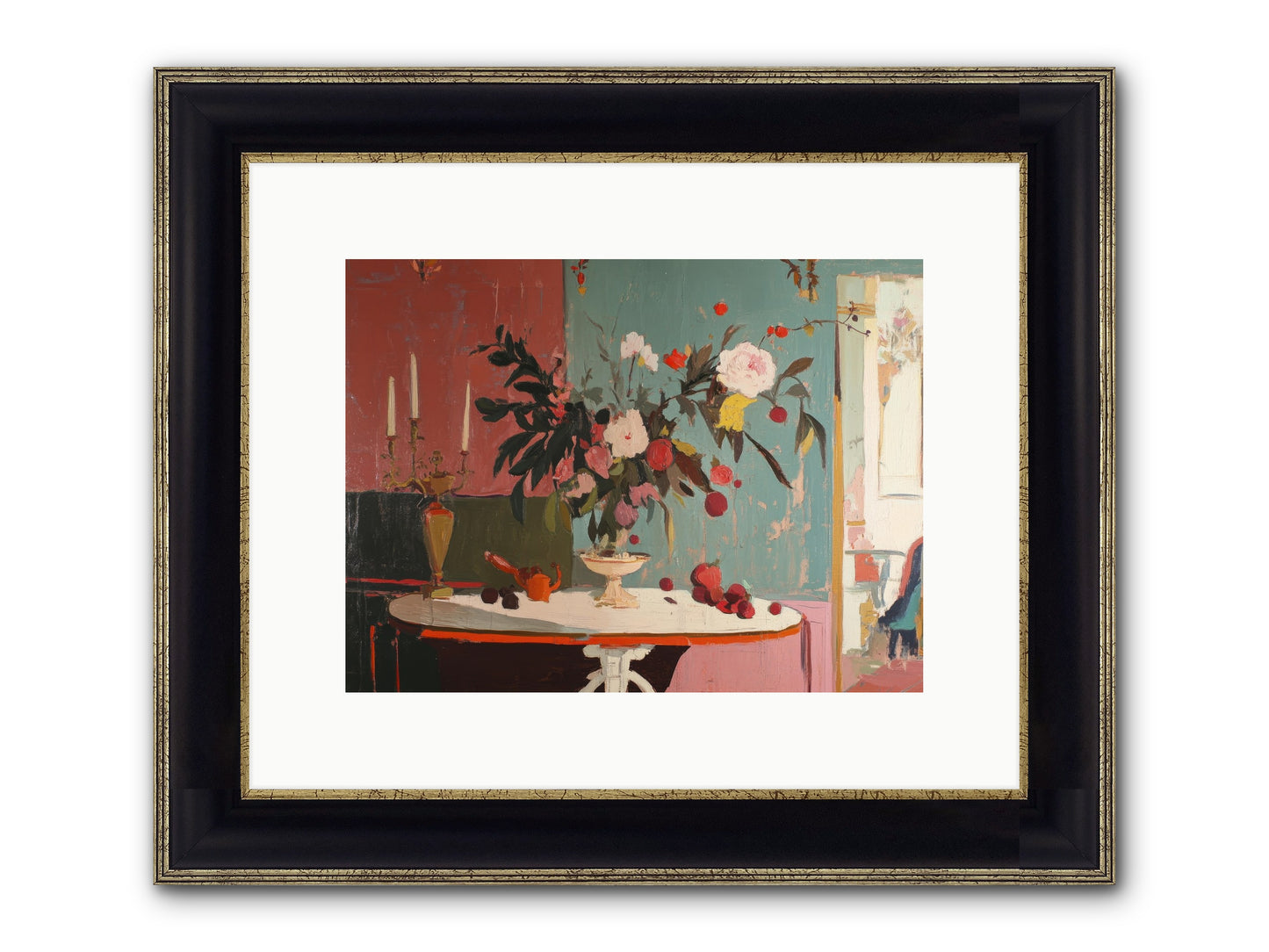 Where Blossoms Linger Framed Print - Black & Gold 12x9