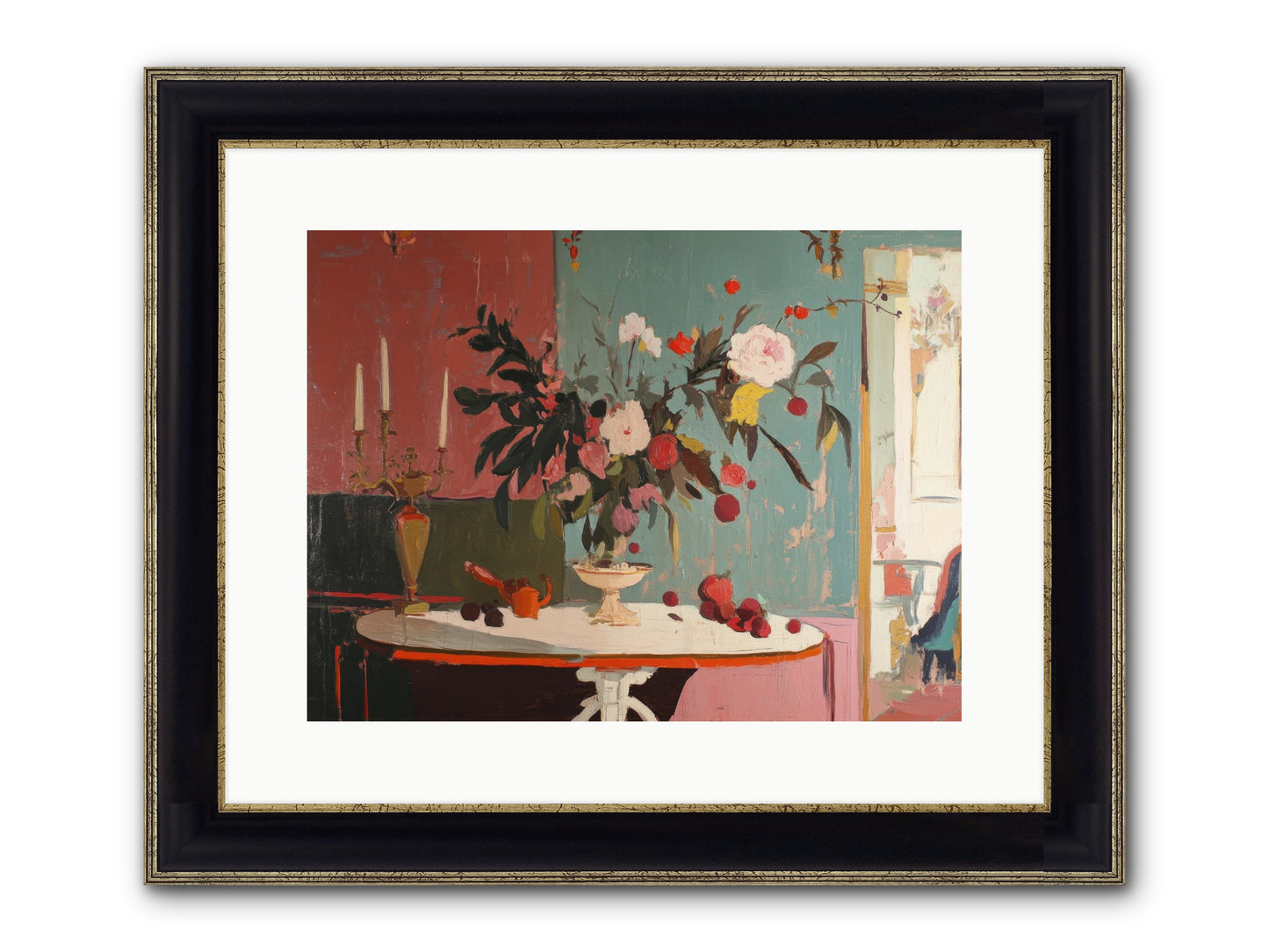 Where Blossoms Linger Framed Print - Black & Gold 16x12
