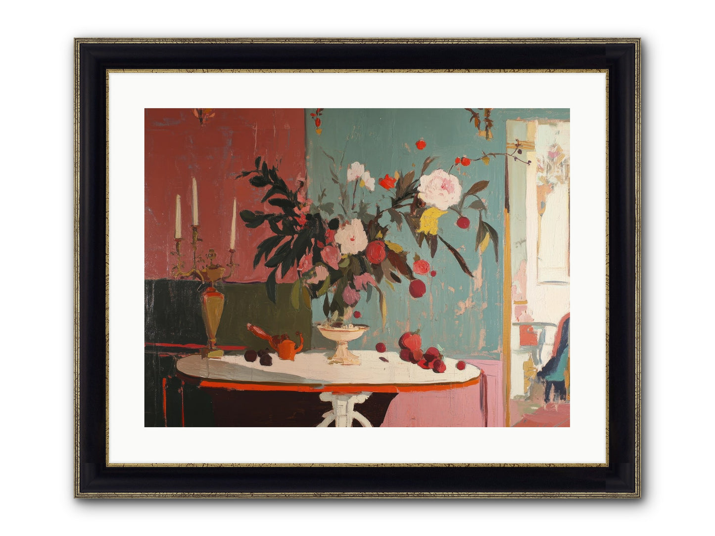 Where Blossoms Linger Framed Print - Black & Gold 24x18