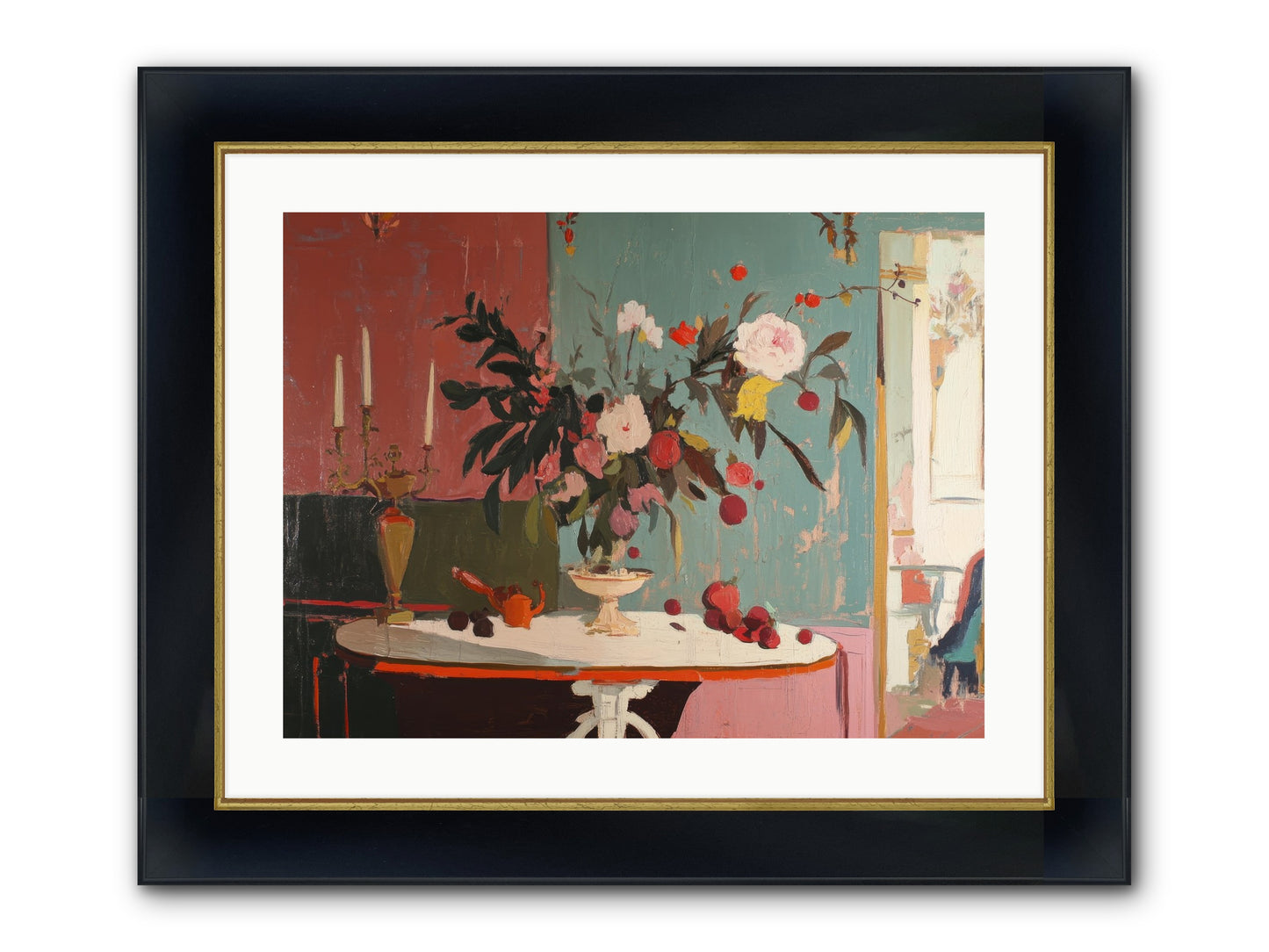 Where Blossoms Linger Framed Print - Wide Black w/Gold 24x18