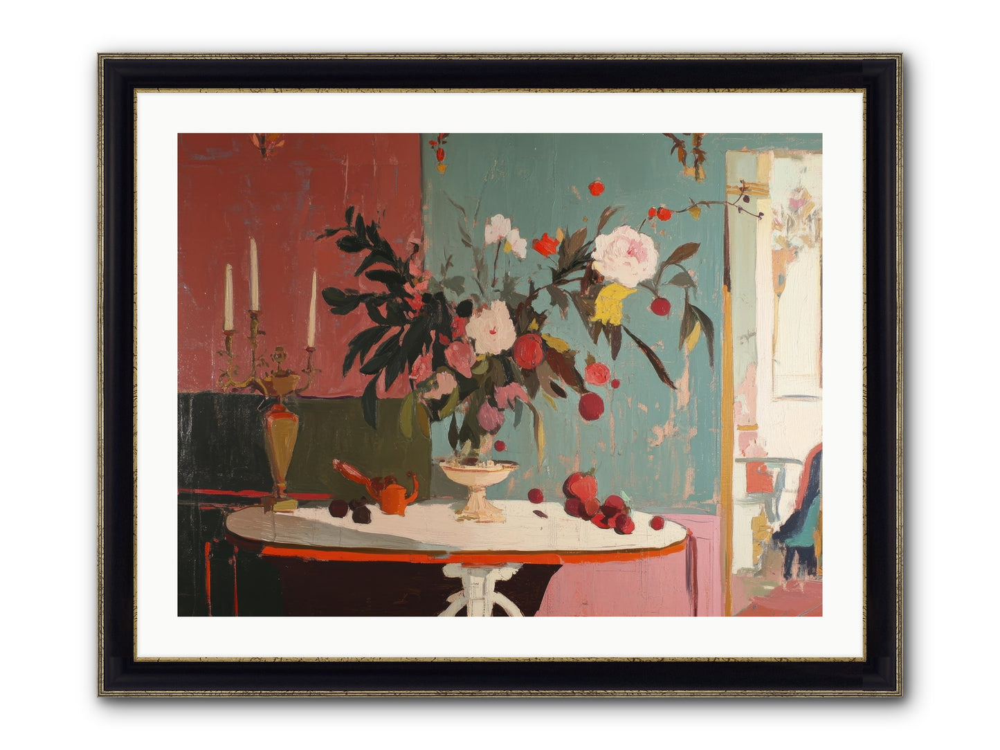 Where Blossoms Linger Framed Print - Black & Gold 32x24