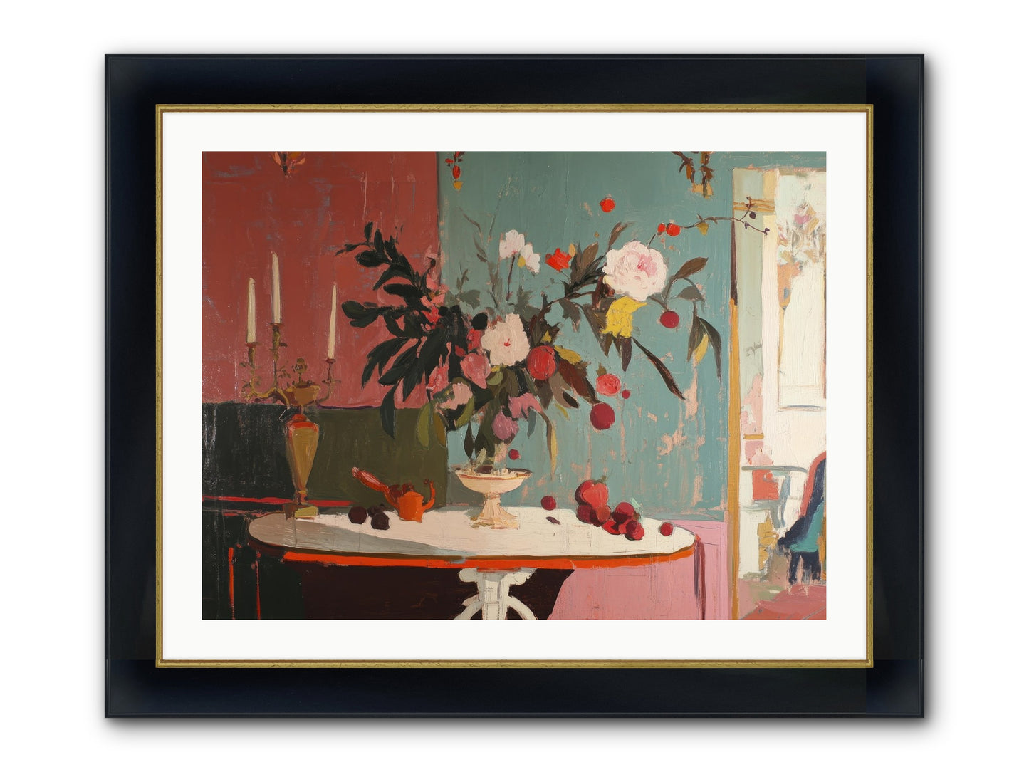 Where Blossoms Linger Framed Print - Wide Black w/Gold 32x24