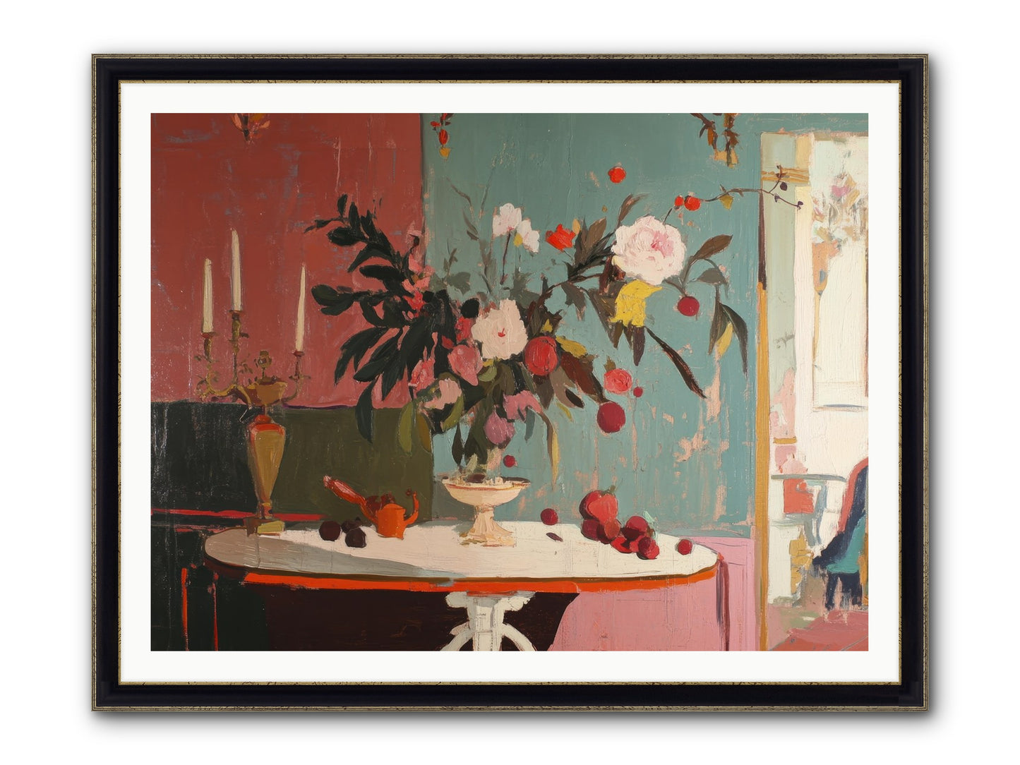 Where Blossoms Linger Framed Print - Black & Gold 48x36
