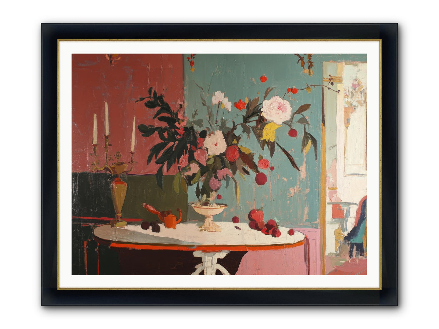 Where Blossoms Linger Framed Print - Wide Black w/Gold 48x36