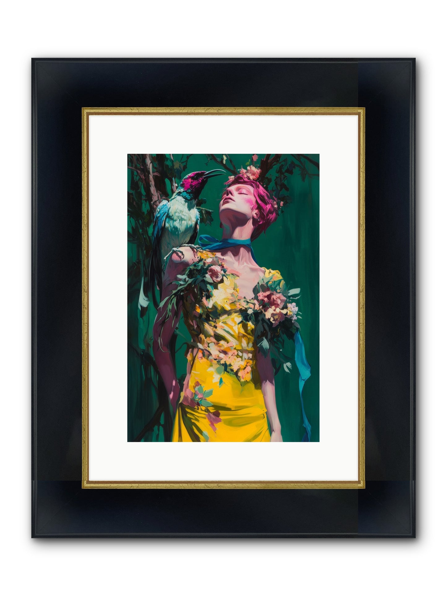 Where Feathers Tell Fortunes Framed Print - Wide Black w/Gold 10x15
