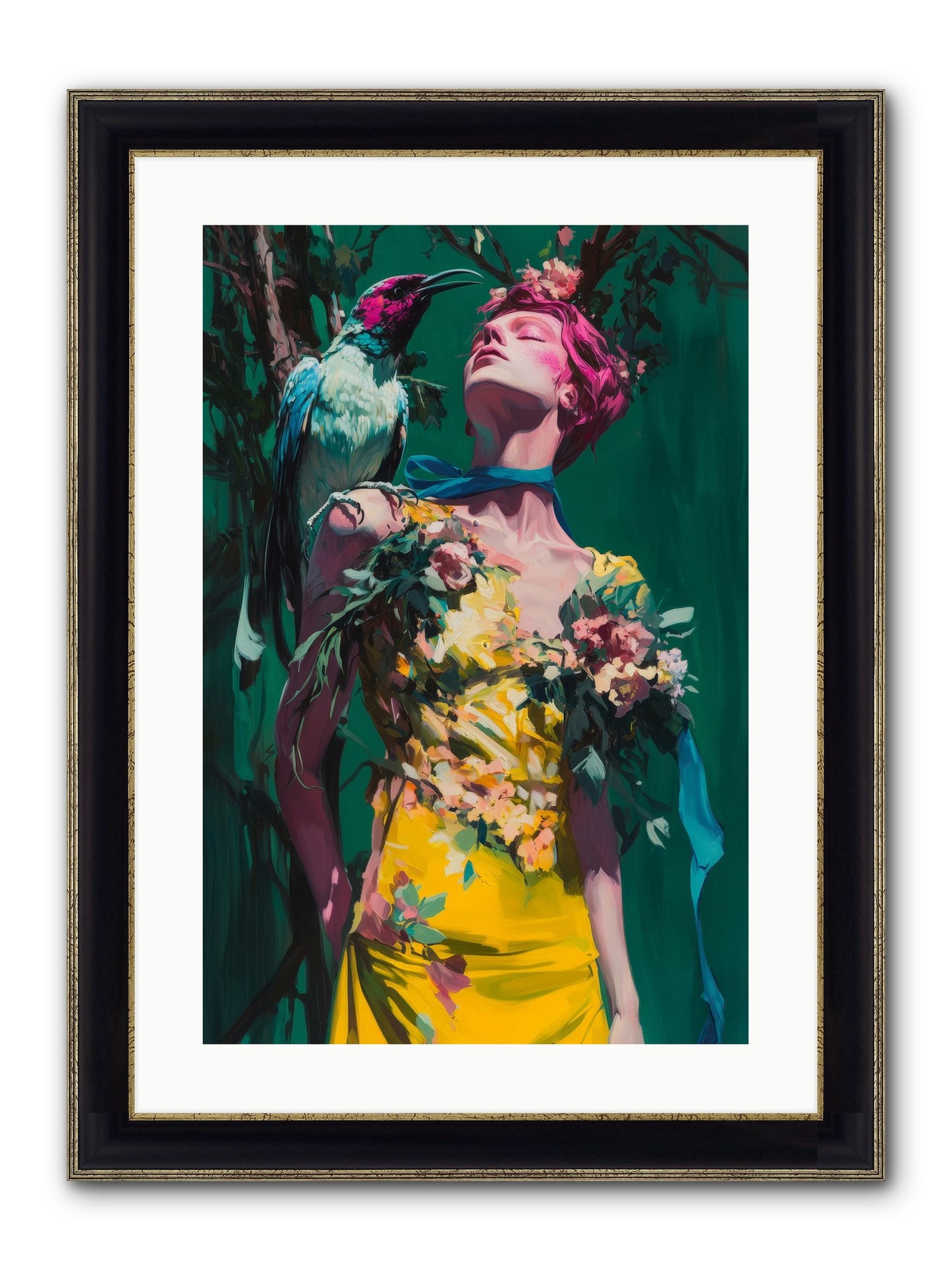 Where Feathers Tell Fortunes Framed Print - Black & Gold 16x24