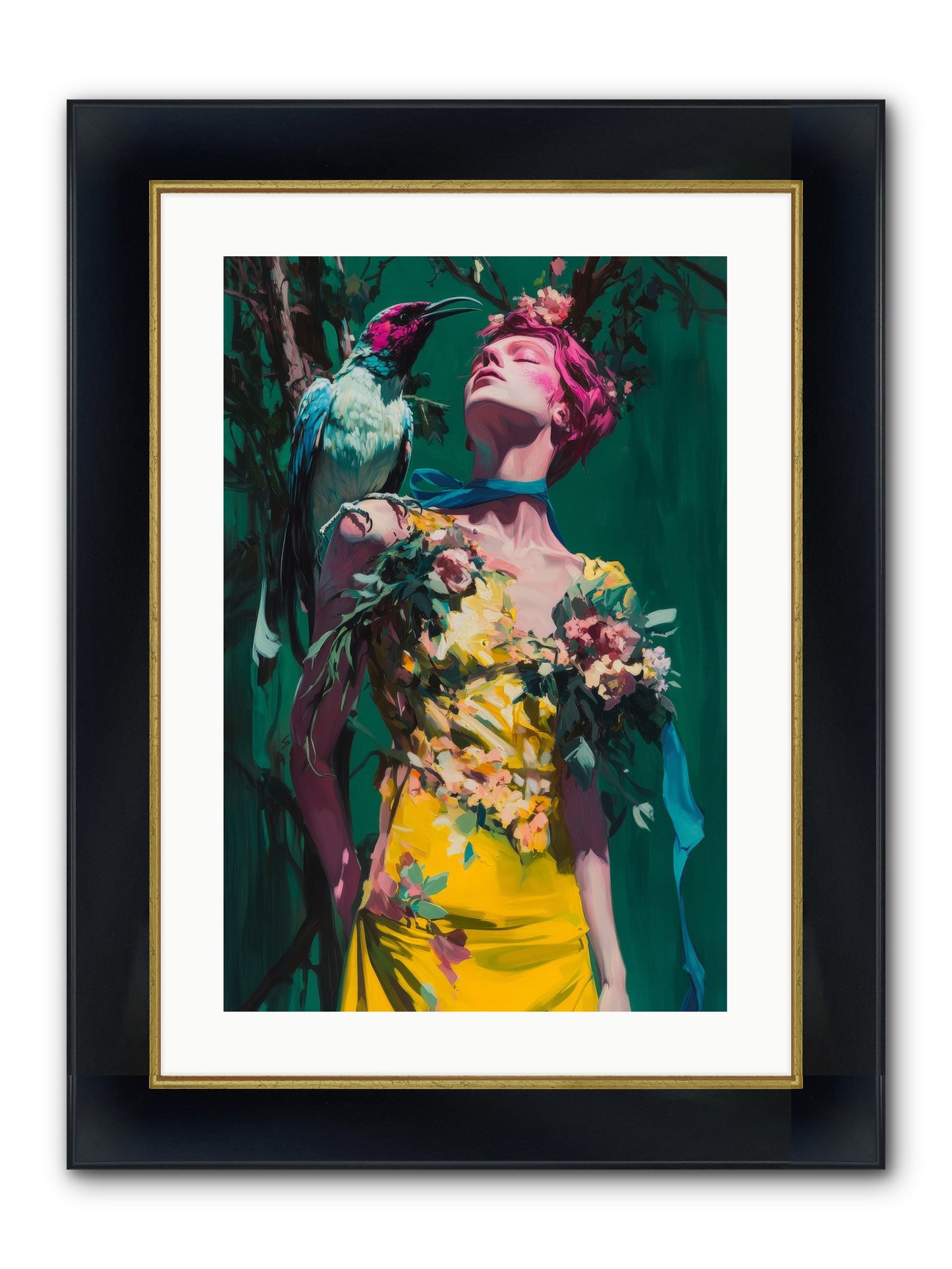 Where Feathers Tell Fortunes Framed Print - Wide Black w/Gold 16x24
