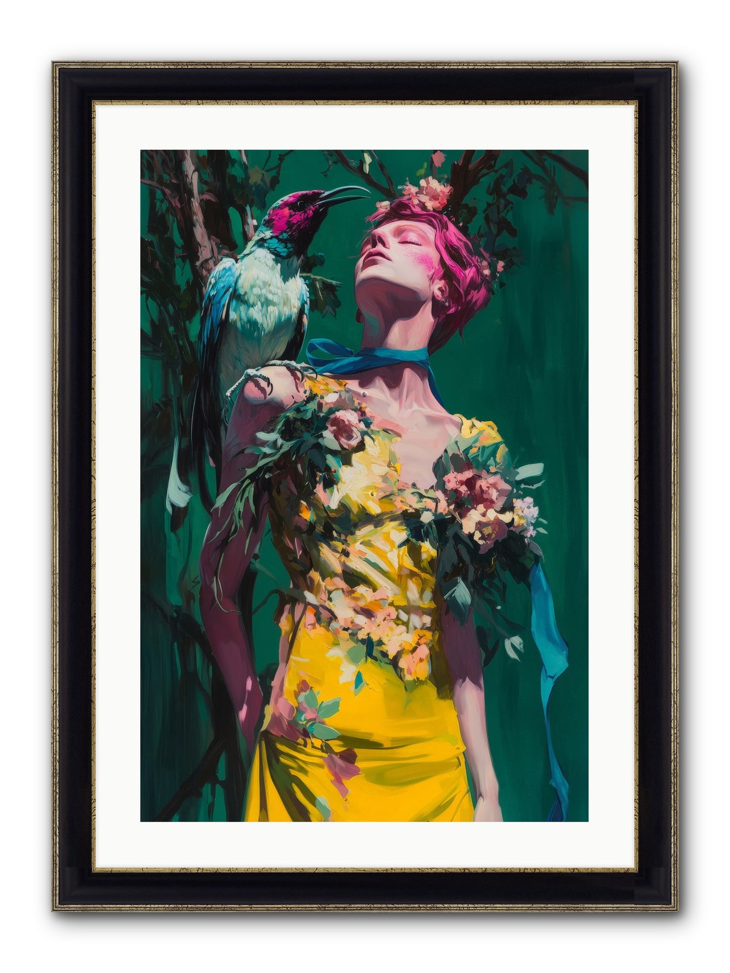 Where Feathers Tell Fortunes Framed Print - Black & Gold 20x30