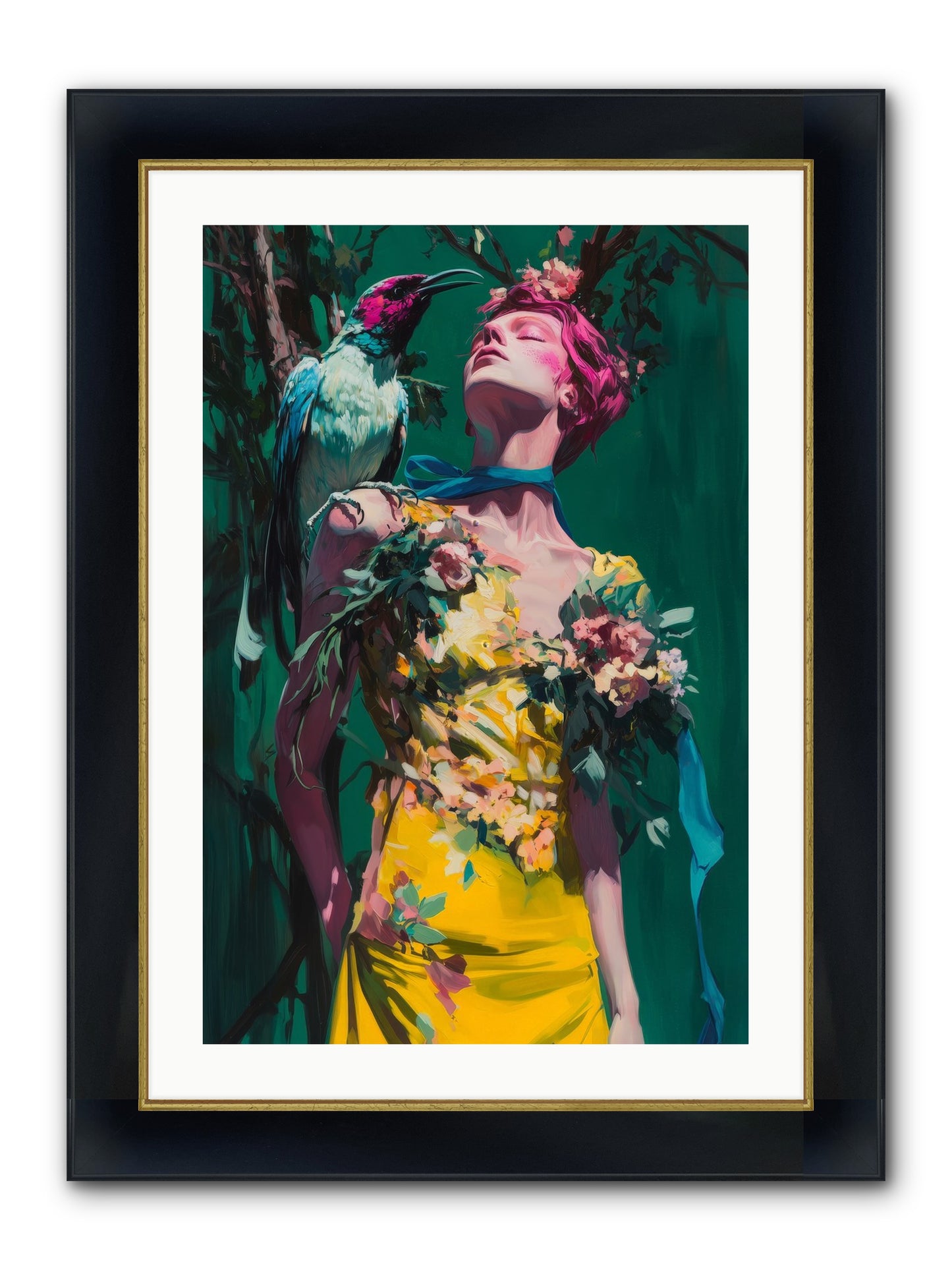 Where Feathers Tell Fortunes Framed Print - Wide Black w/Gold 20x30
