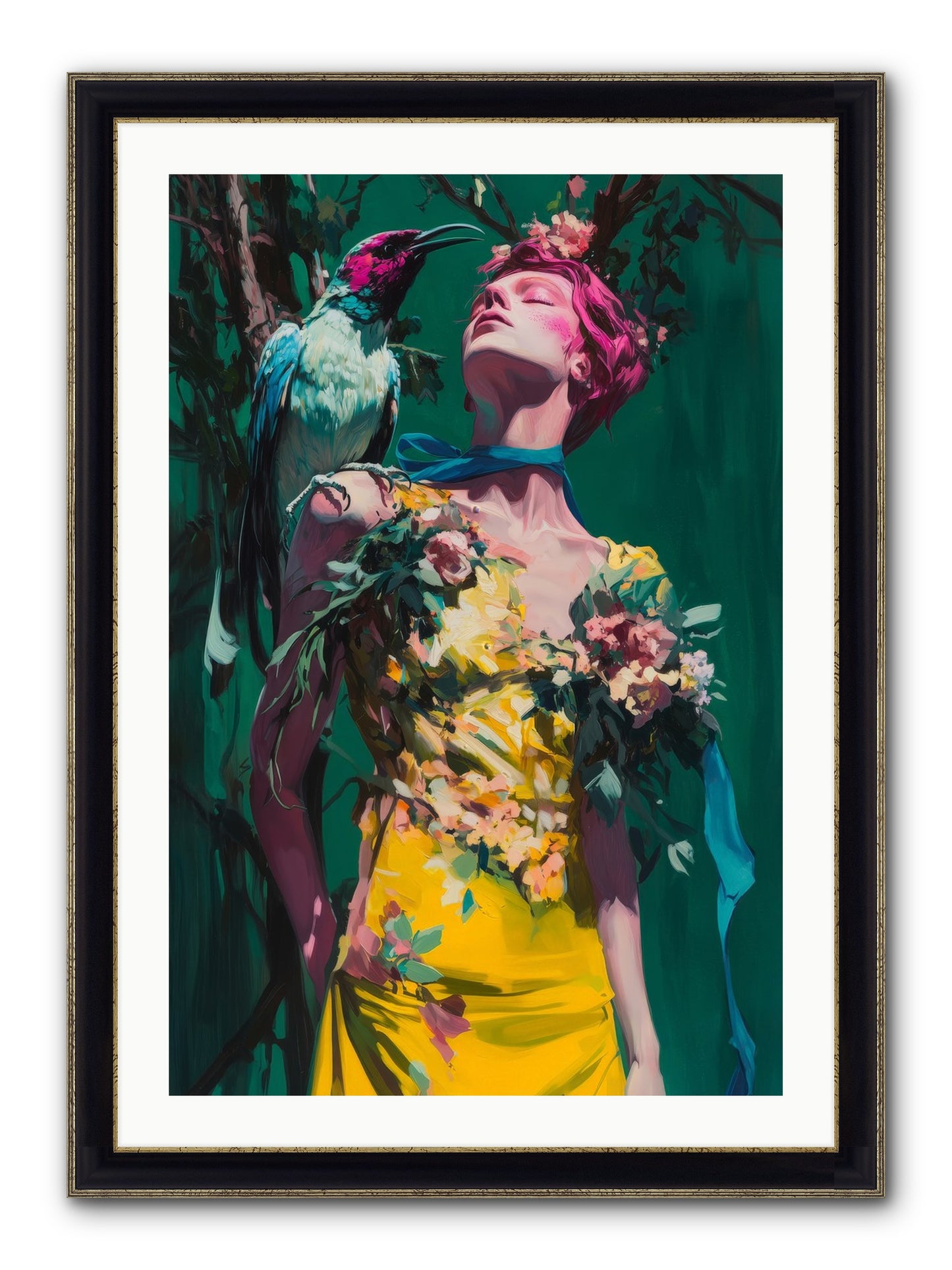 Where Feathers Tell Fortunes Framed Print - Black & Gold 24x36