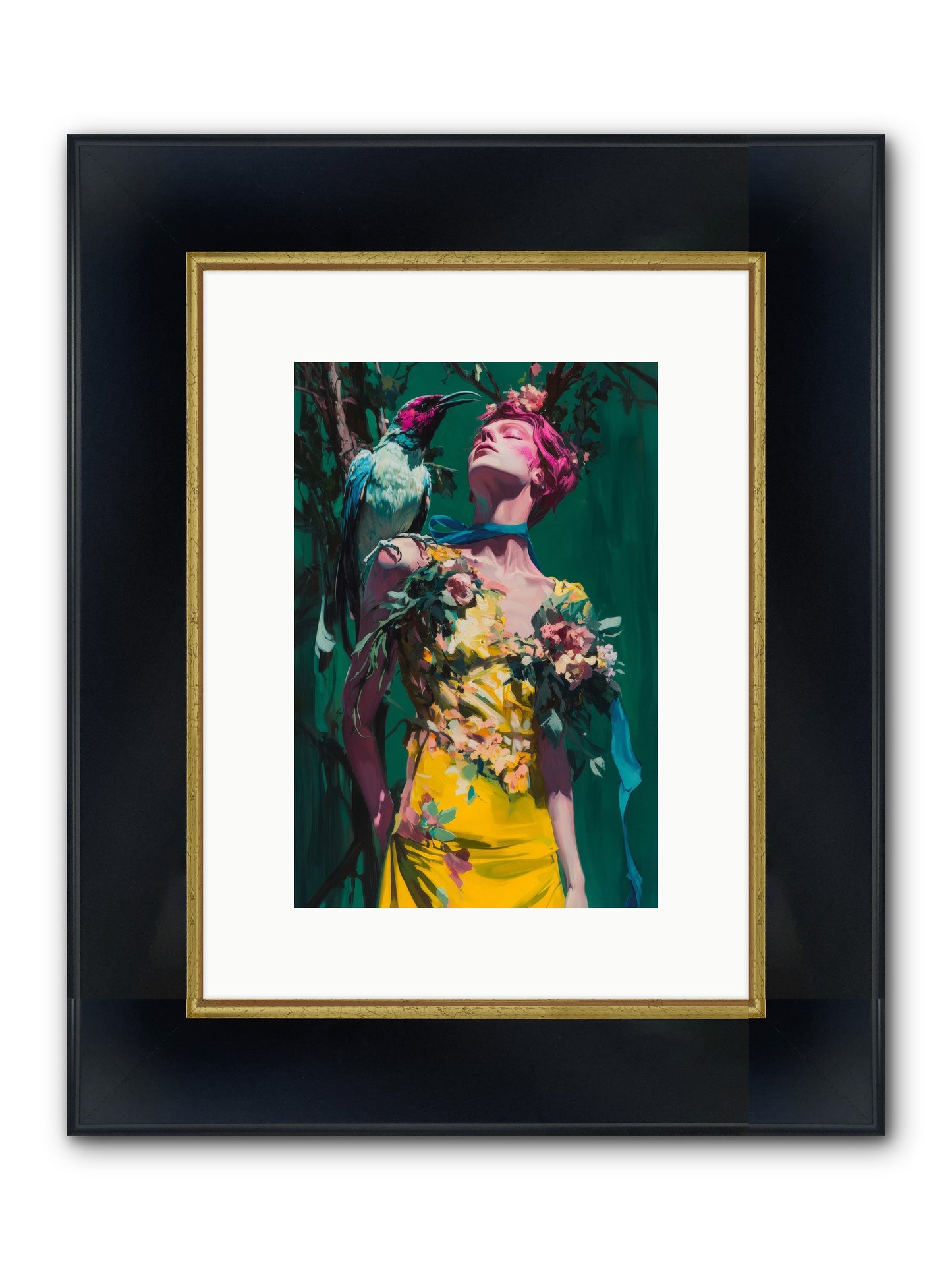 Where Feathers Tell Fortunes Framed Print - Wide Black w/Gold 8x12