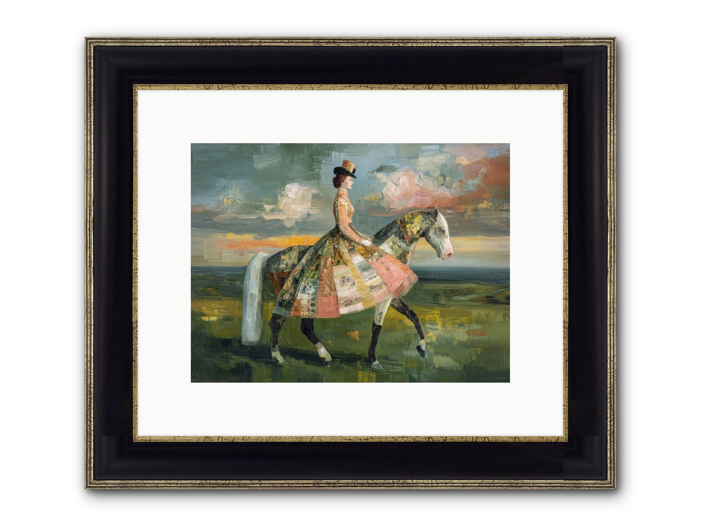 Where Fields Fold Into Path Framed Print - Black & Gold 12x9