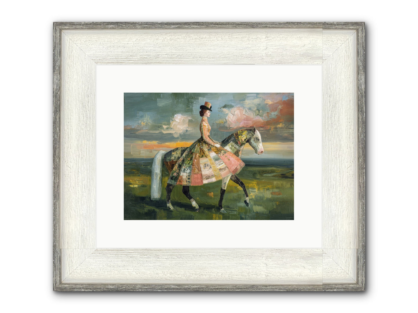 Where Fields Fold Into Path Framed Print - Driftwood White 12x9