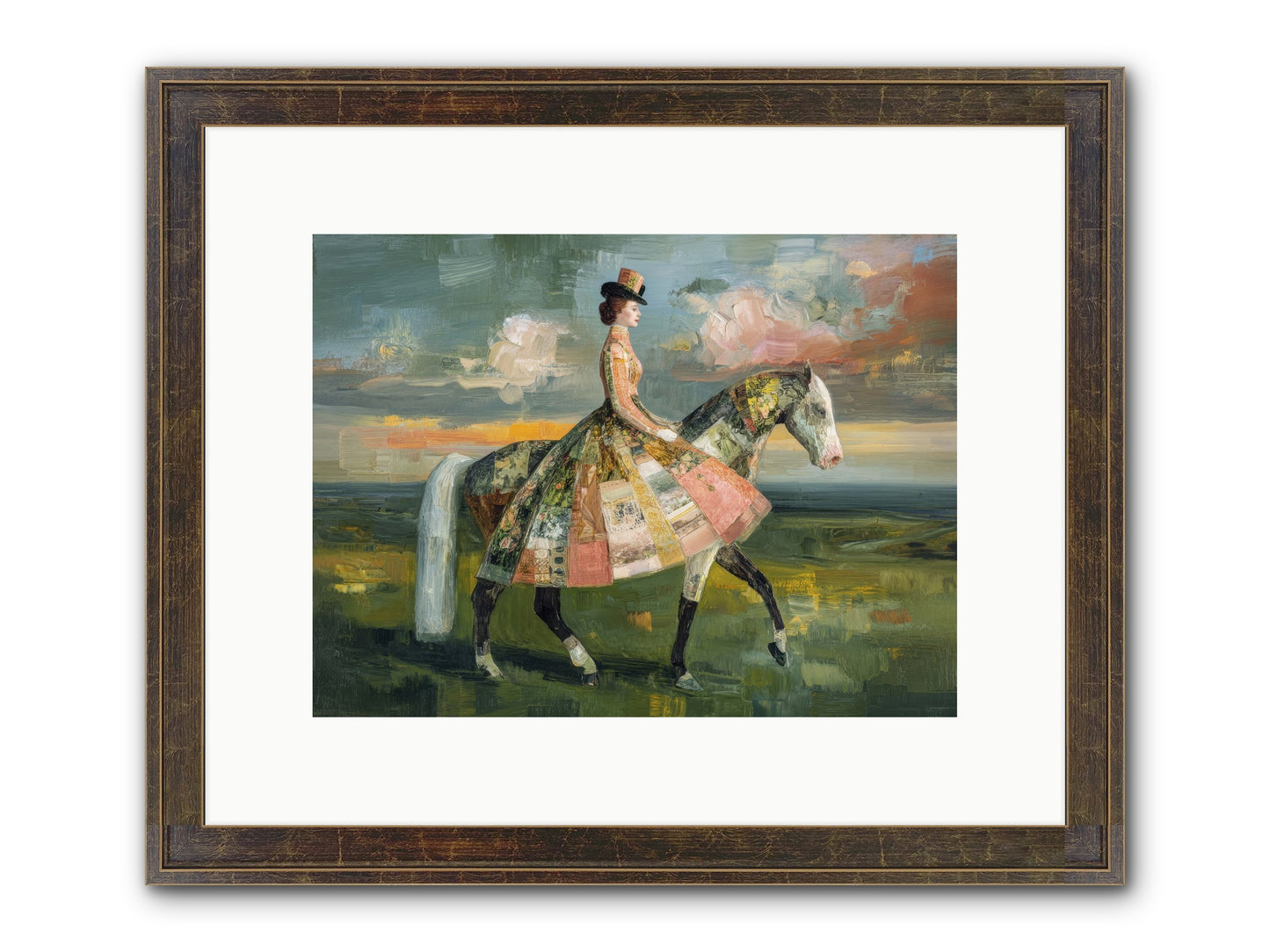 Where Fields Fold Into Path Framed Print - Slimwoods Black/Gold 12x9
