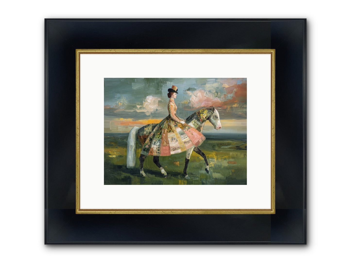 Where Fields Fold Into Path Framed Print - Wide Black w/Gold 12x9