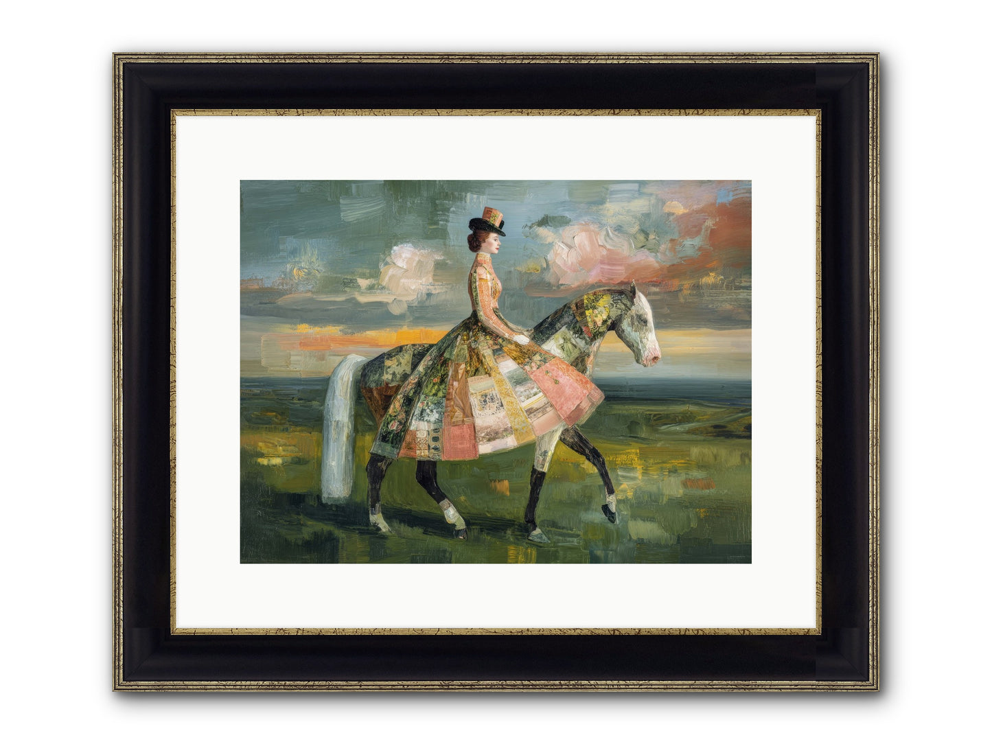 Where Fields Fold Into Path Framed Print - Black & Gold 16x12