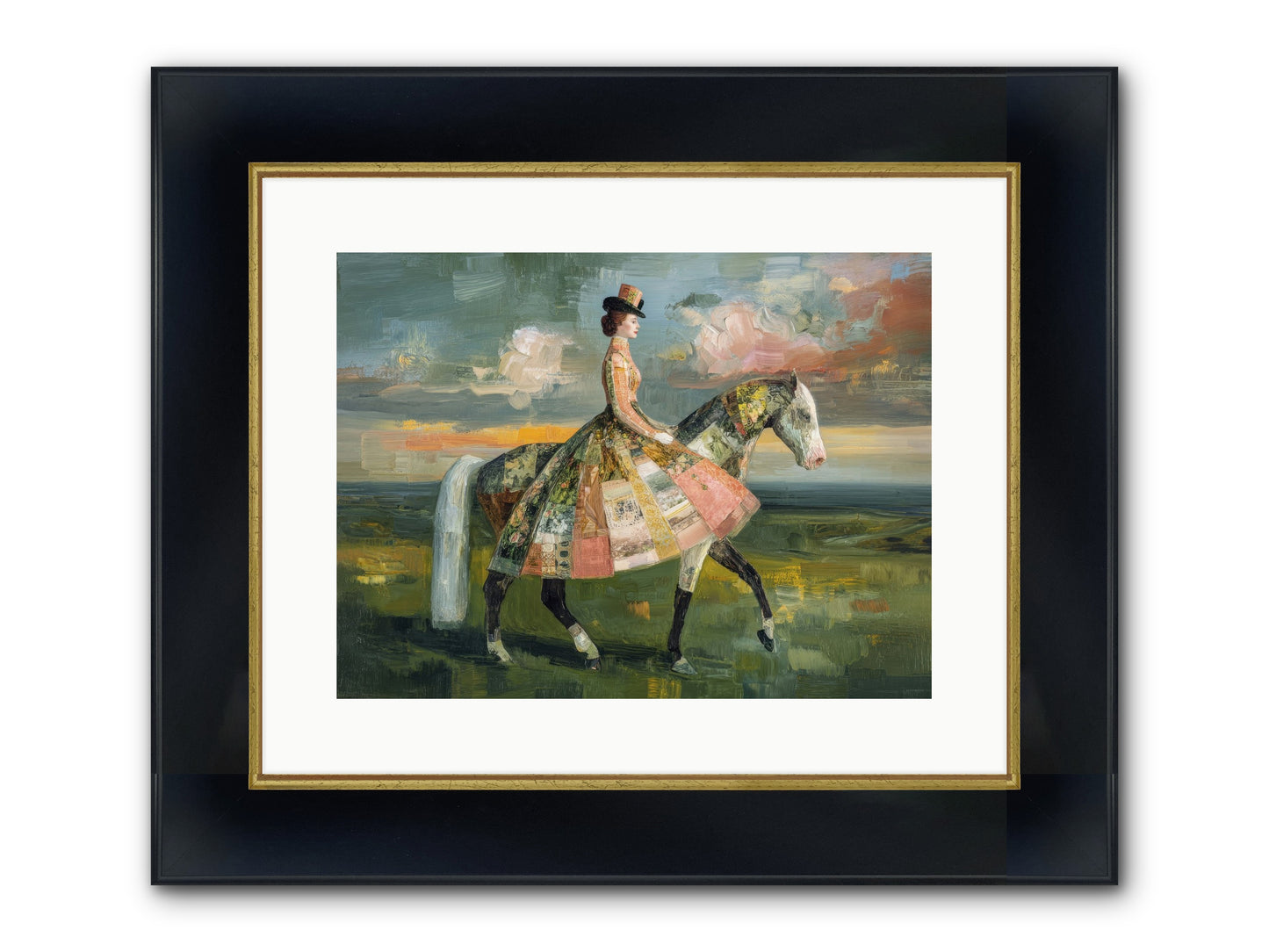 Where Fields Fold Into Path Framed Print - Wide Black w/Gold 16x12