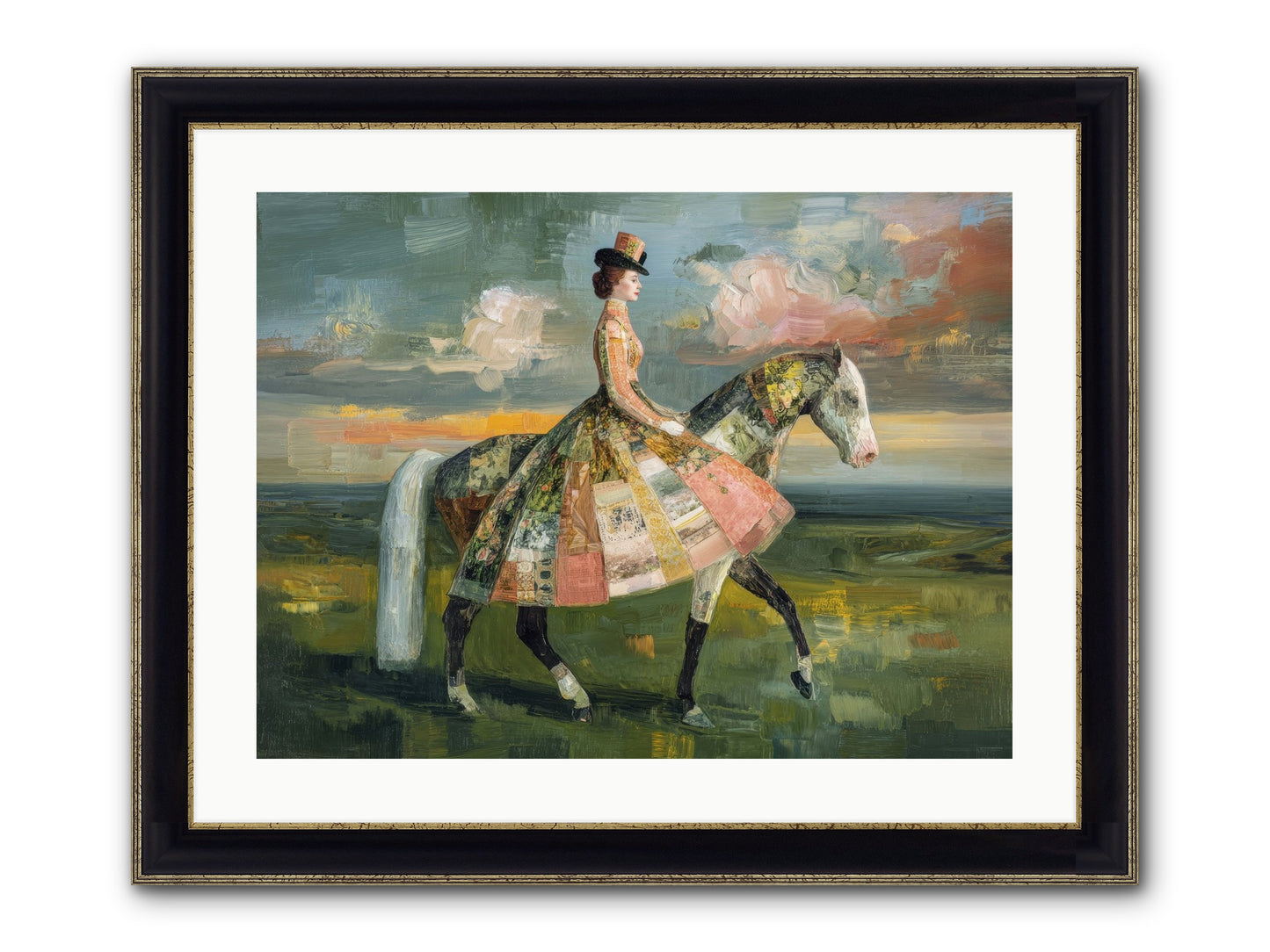 Where Fields Fold Into Path Framed Print - Black & Gold 24x18